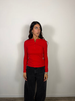 Maglia Bottoncini  LUMINA Rossa
