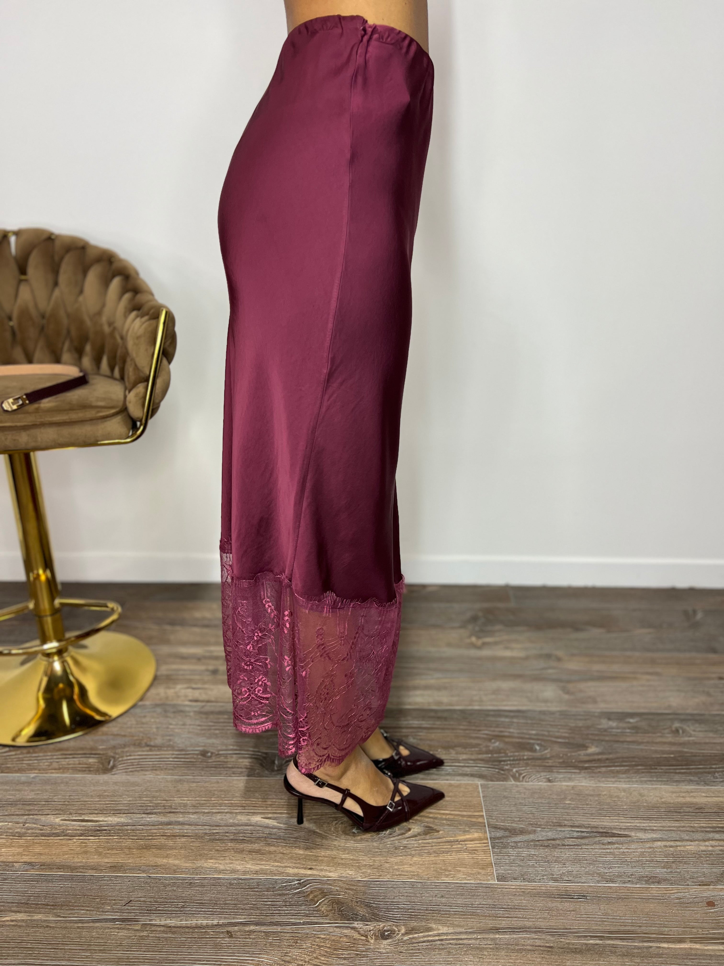 Longuette Pizzo di Riflesso Bordeaux