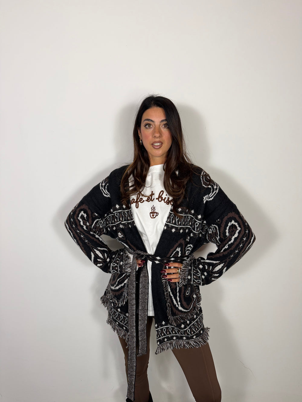 Maxi Cardigan Bandana Nero