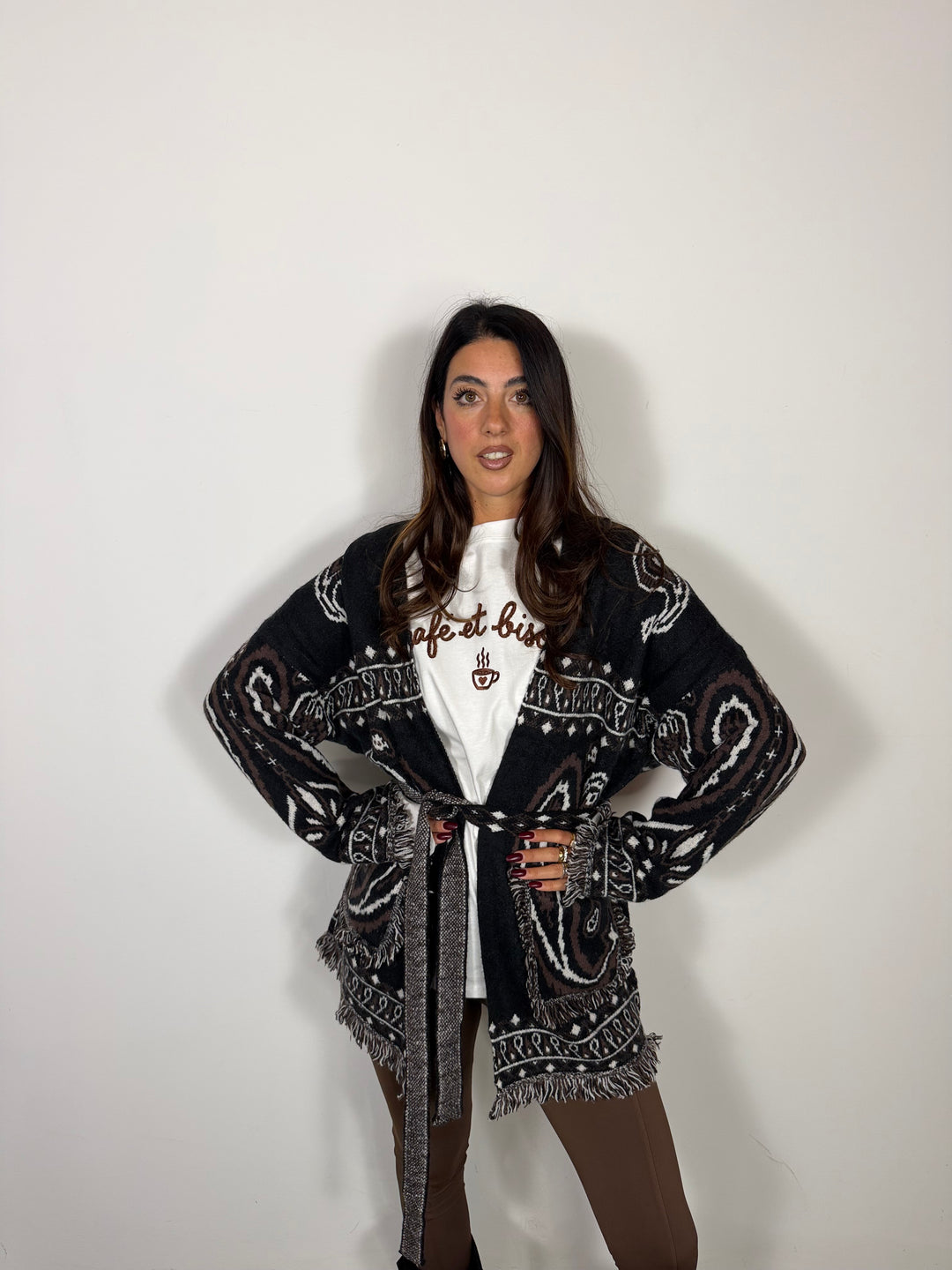 Maxi Cardigan Bandana Nero
