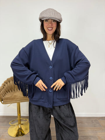Cardigan Pocket Frange LUMINA Blue