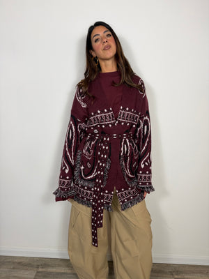 Maxi Cardigan Bandana Bordeaux