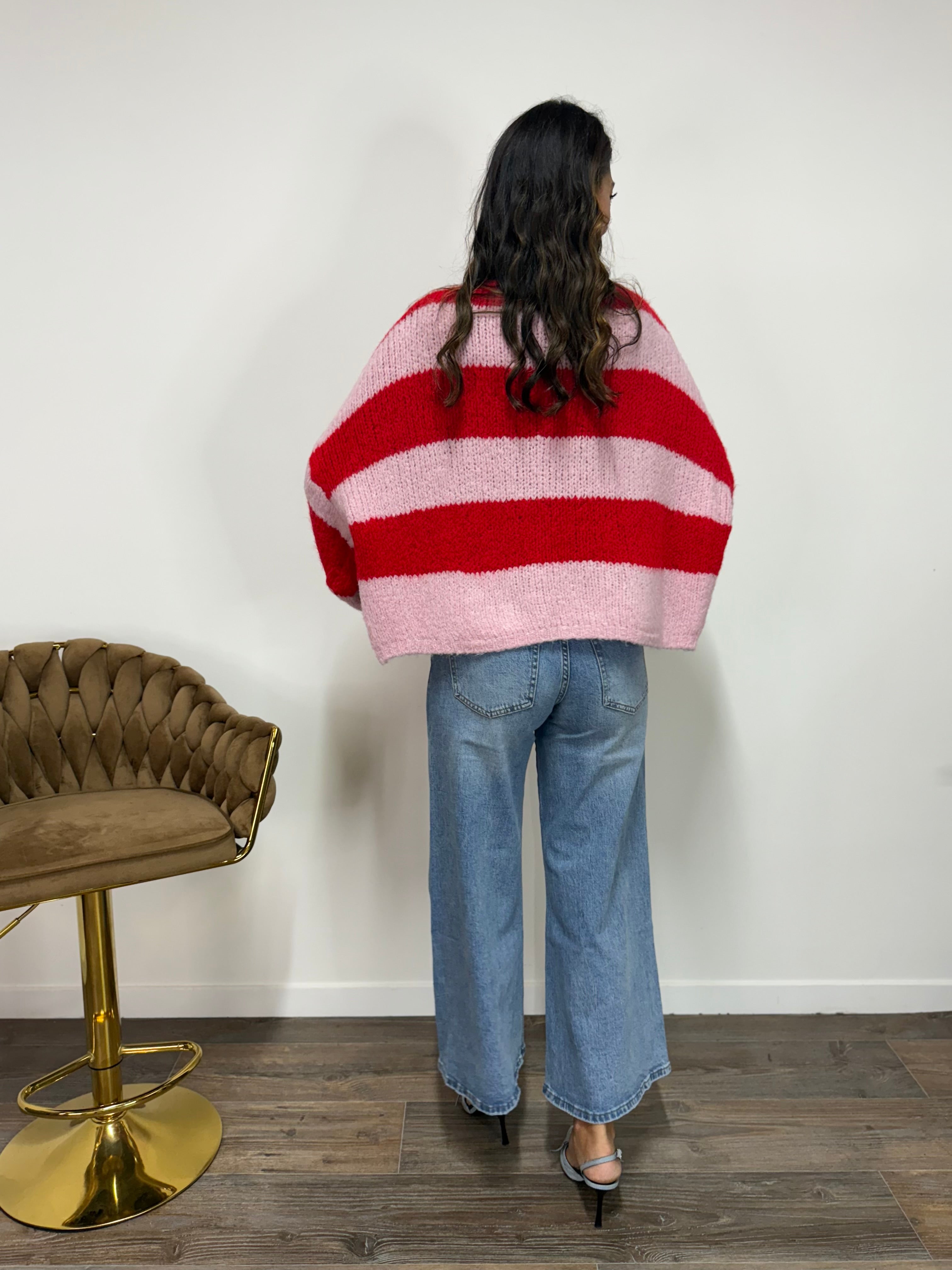 Cardigan Fiocco Rosso/Rosa