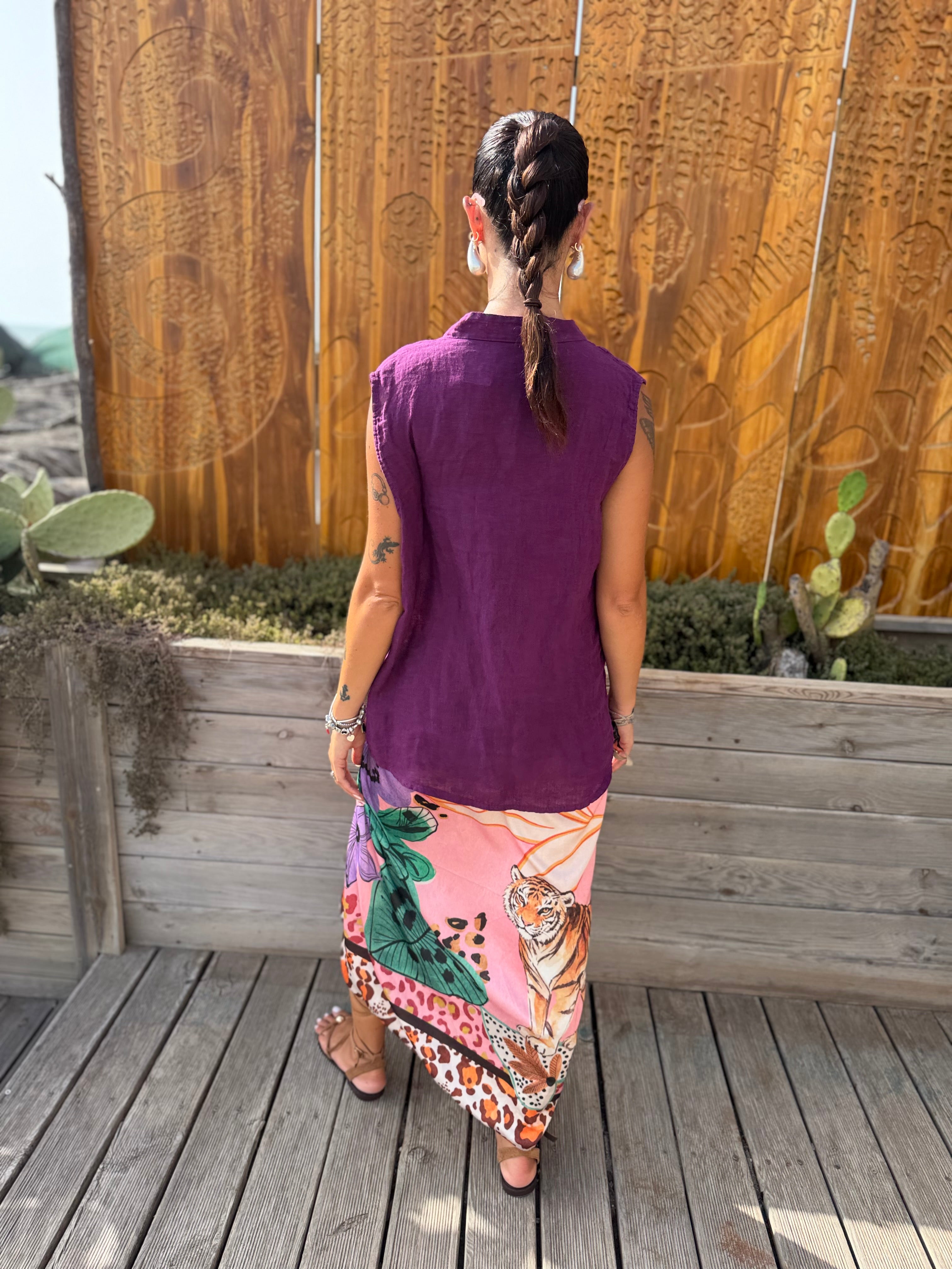 Blusa Puro Lino Magenta