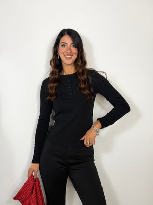 Maglia Bottoncini  LUMINA Nera