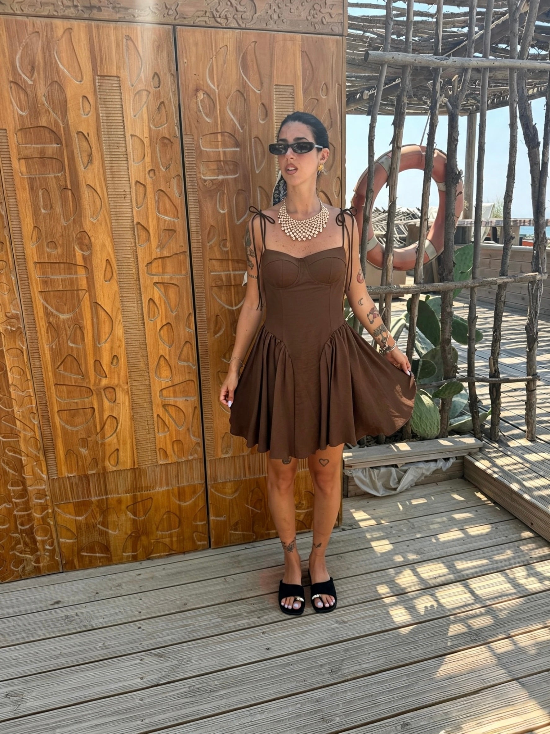 Abito Mini Clothing Marrone