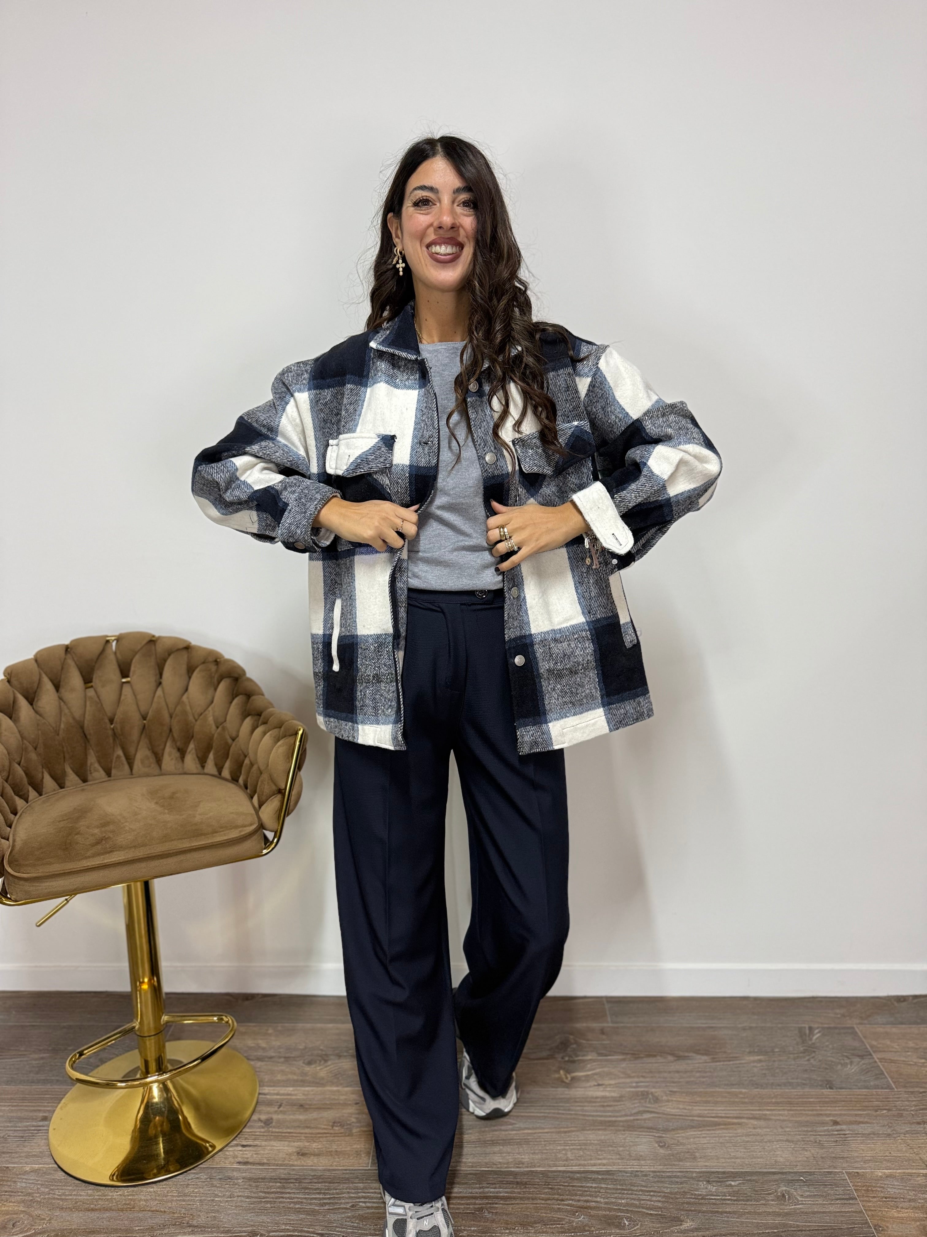 Giacca Camicia Flannel Blue