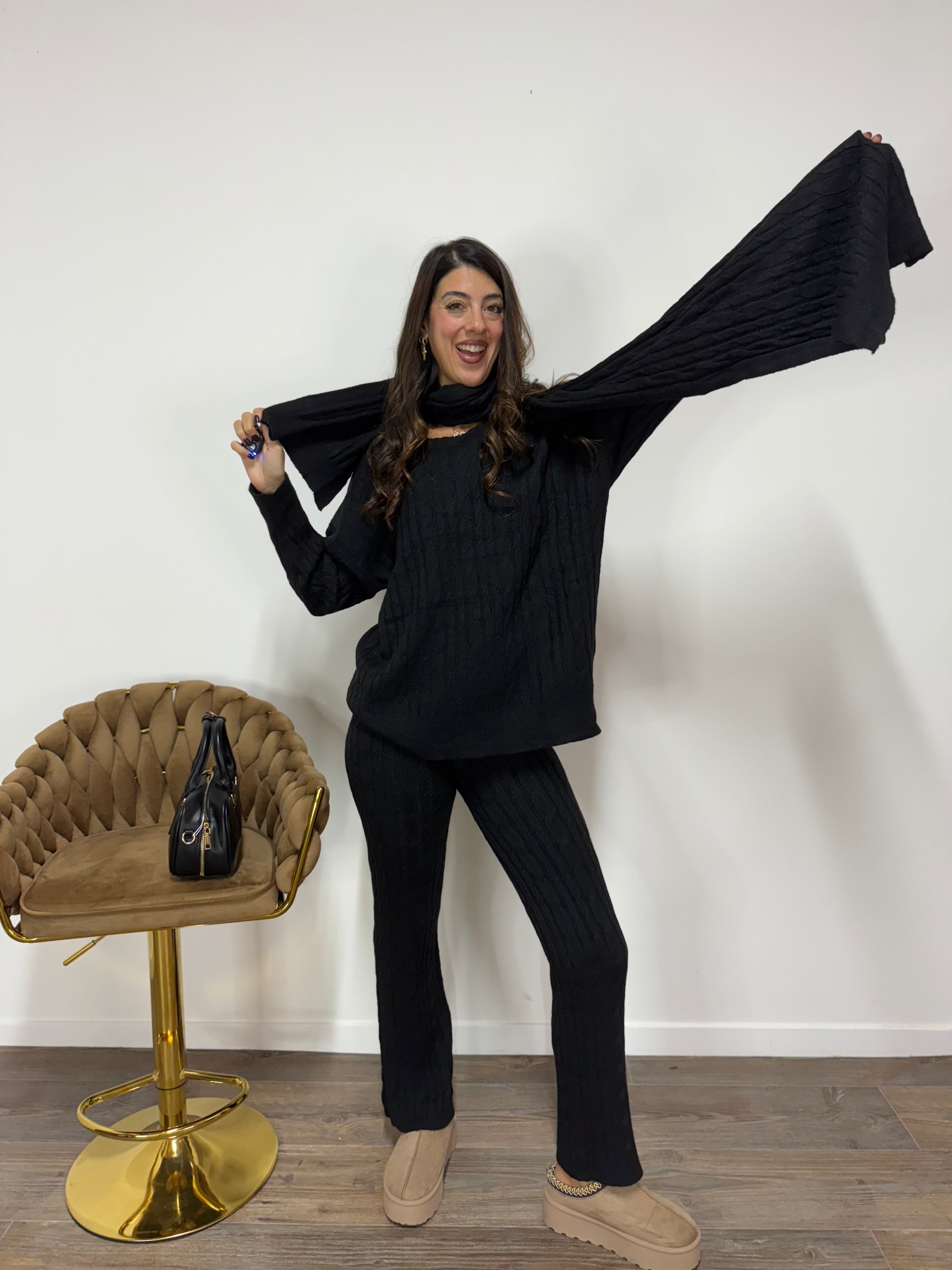 Coordinato Treccia Nero