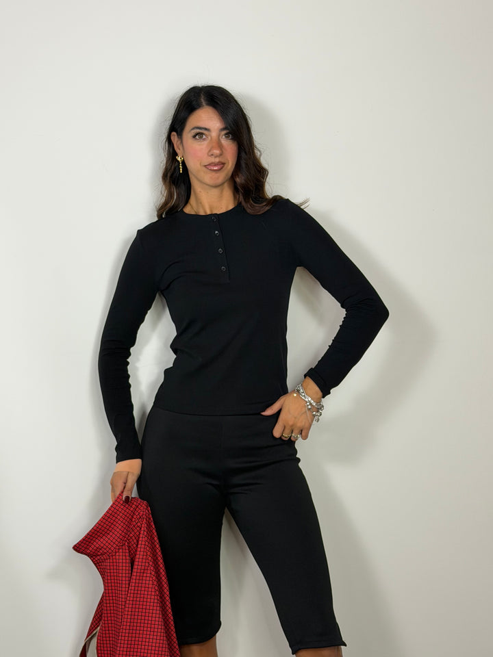 Maglia Bottoncini  LUMINA Nera