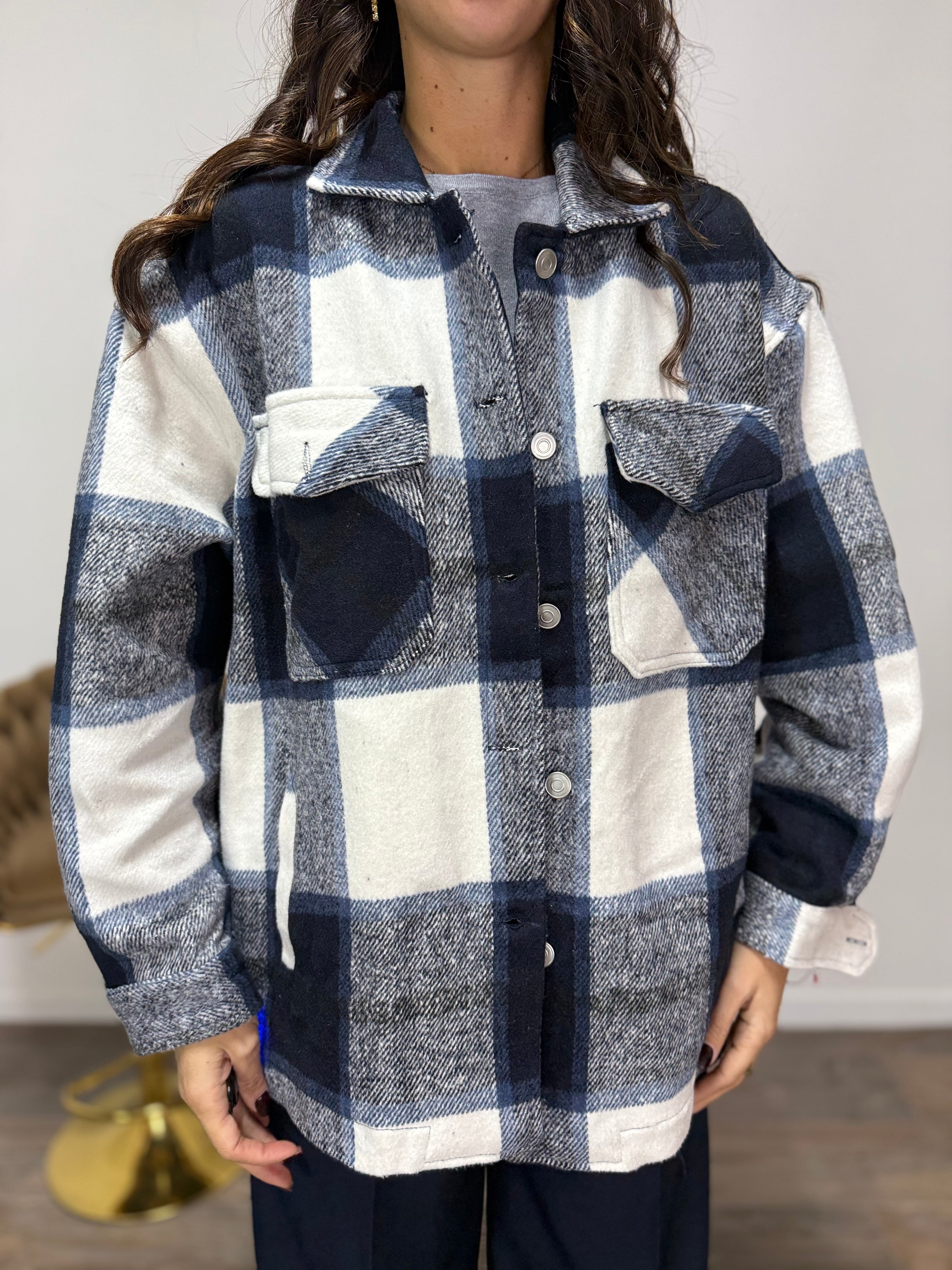 Giacca Camicia Flannel Blue