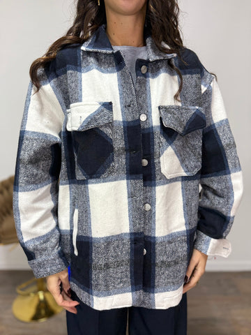 Giacca Camicia Flannel Blue