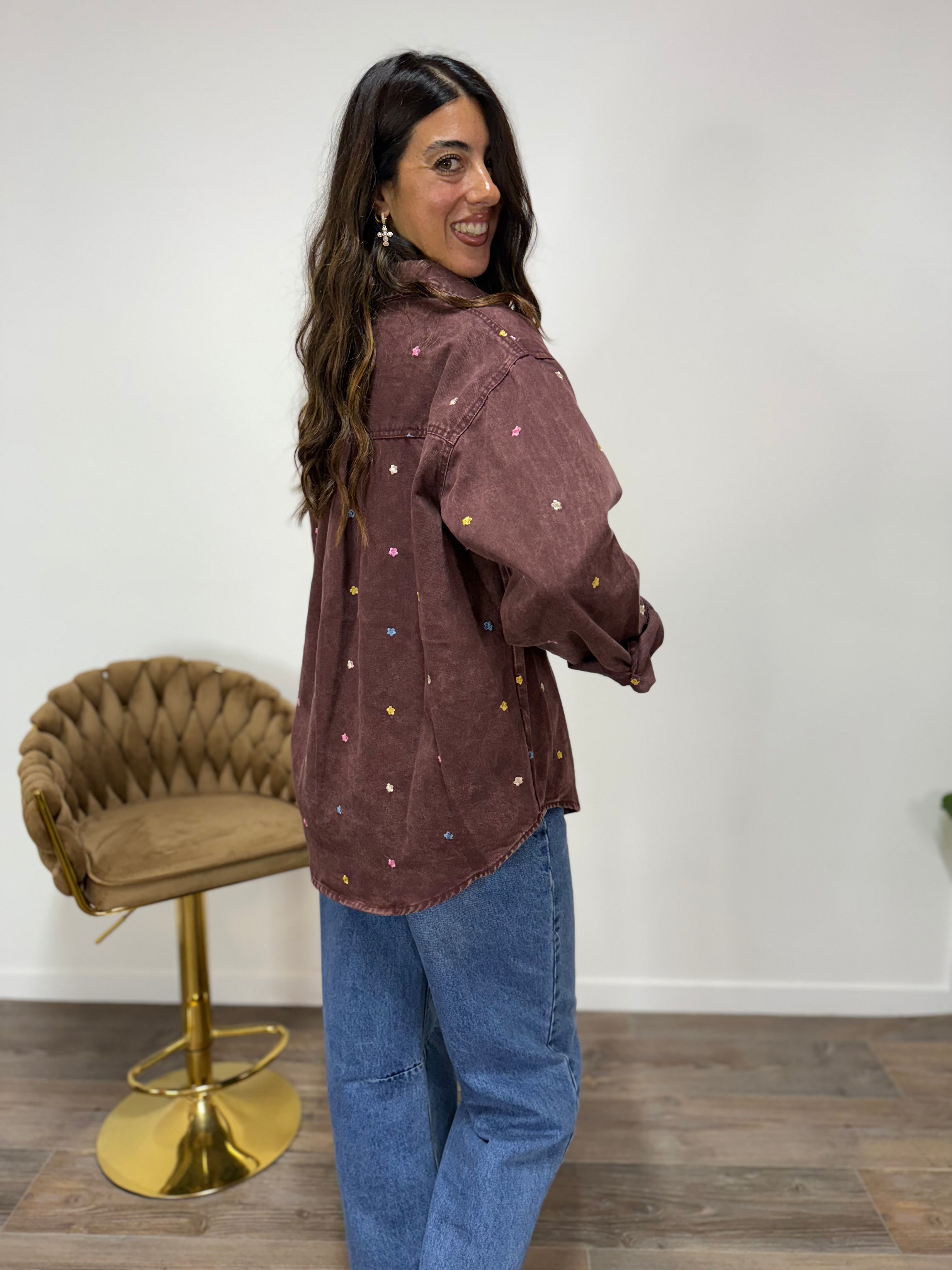 Camicia Flower Bordeaux
