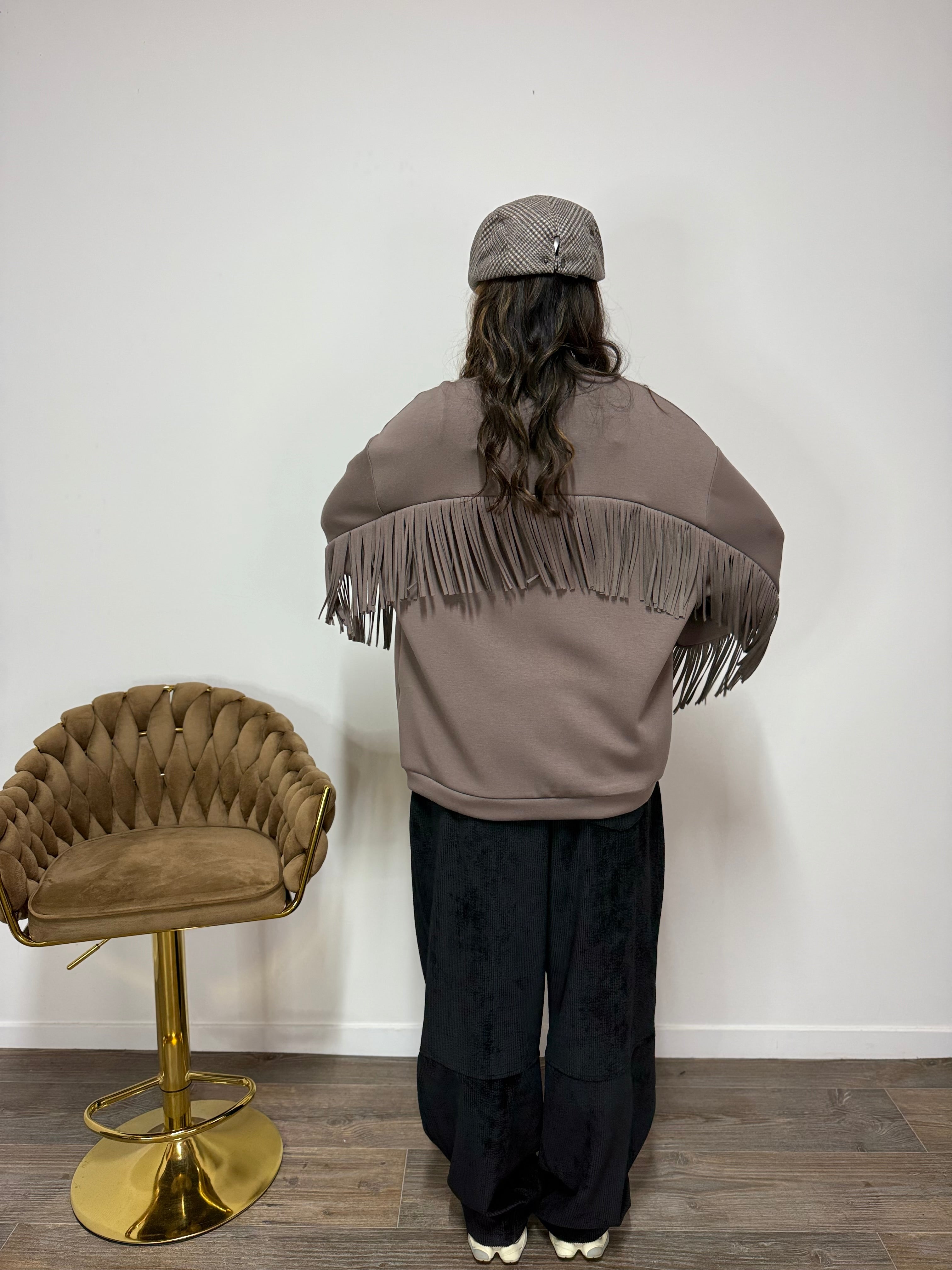 Cardigan Pocket Frange LUMINA Fango