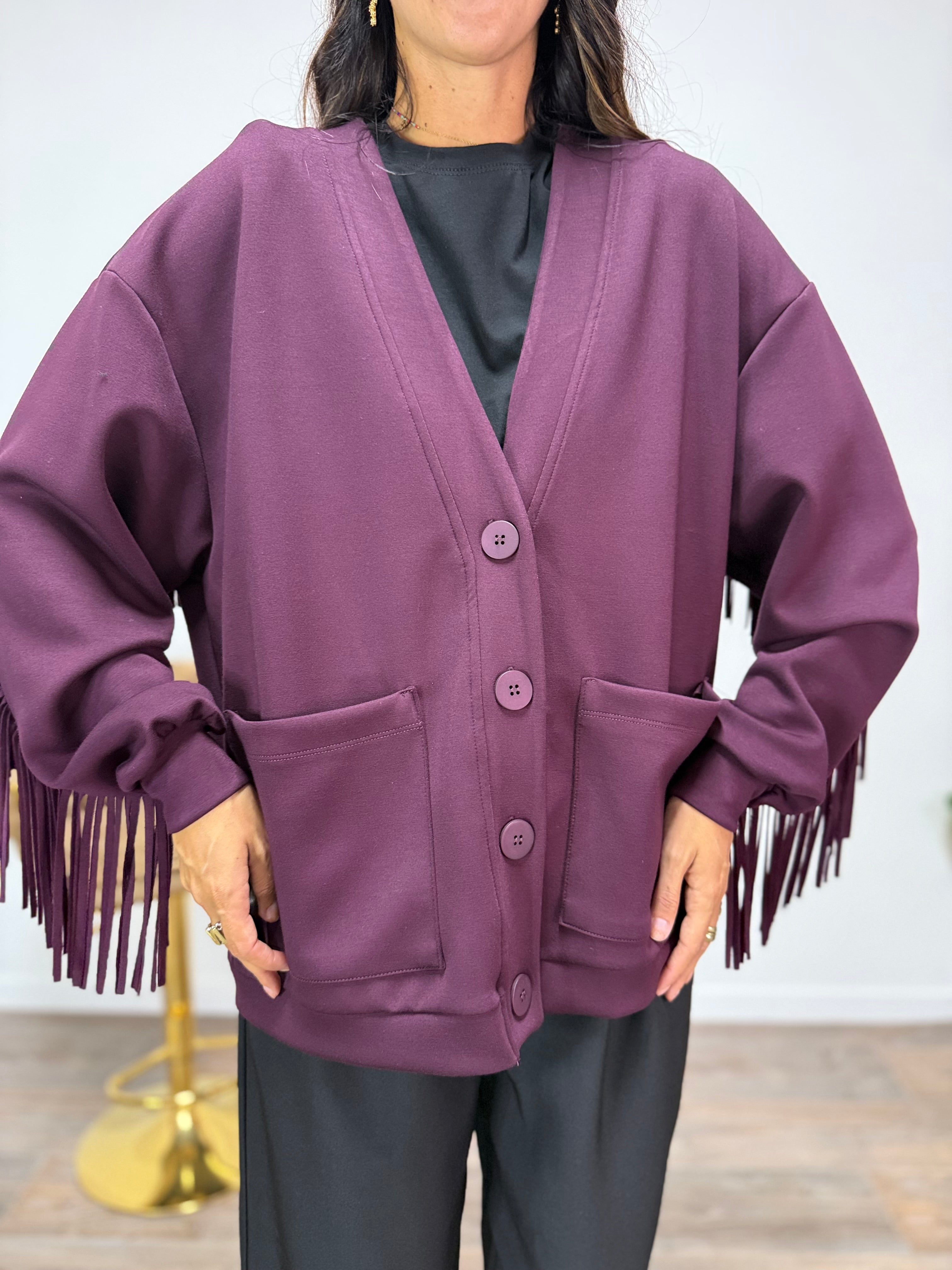 Cardigan Pocket Frange LUMINA Prugna