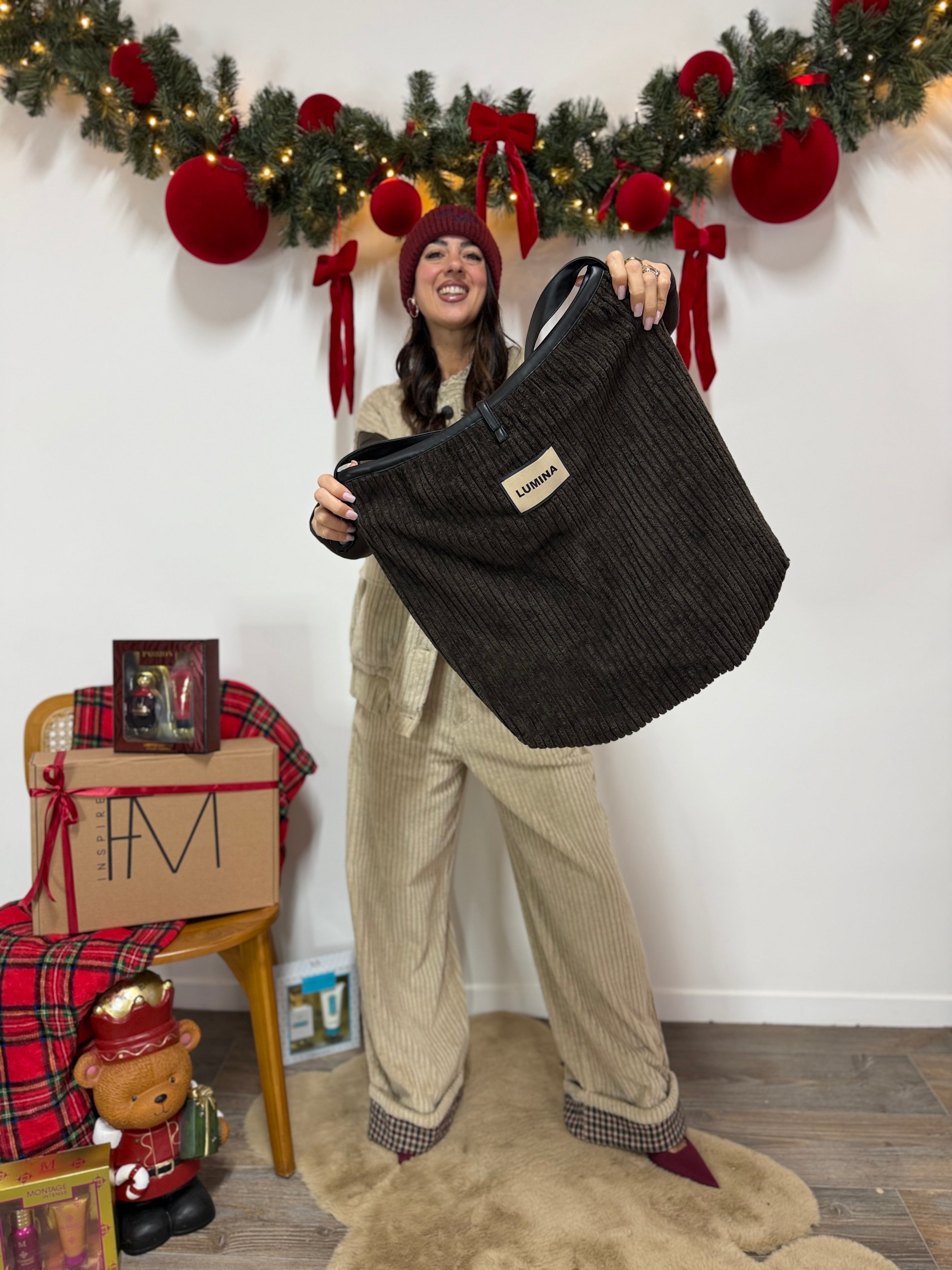 Borsa Velluto LUMINA Marrone