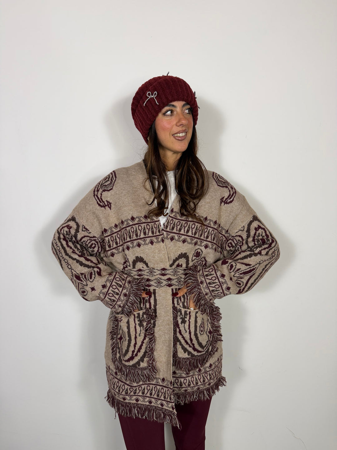 Maxi Cardigan Bandana Beige