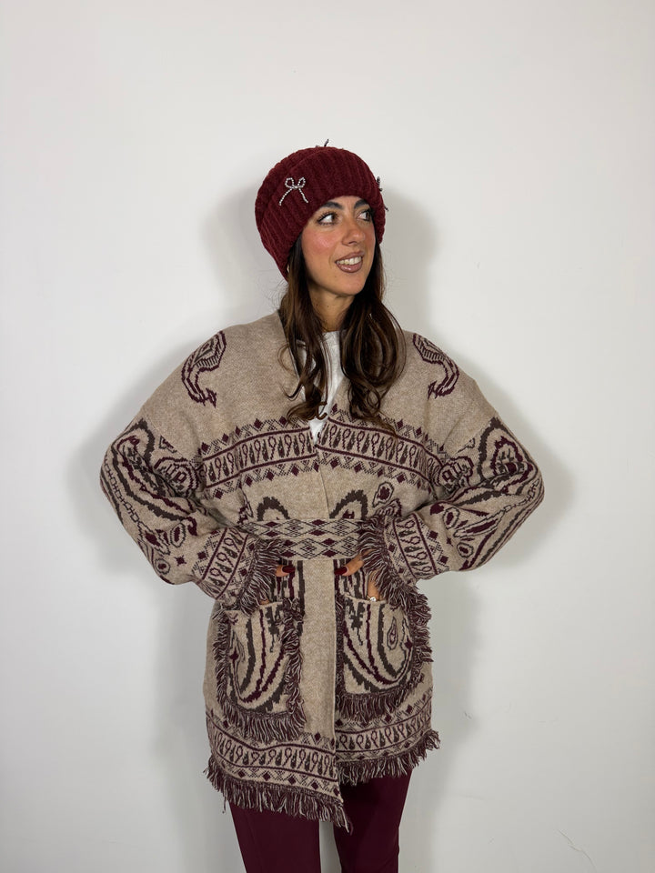 Maxi Cardigan Bandana Beige