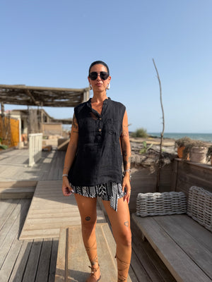 Blusa Puro Lino Nera
