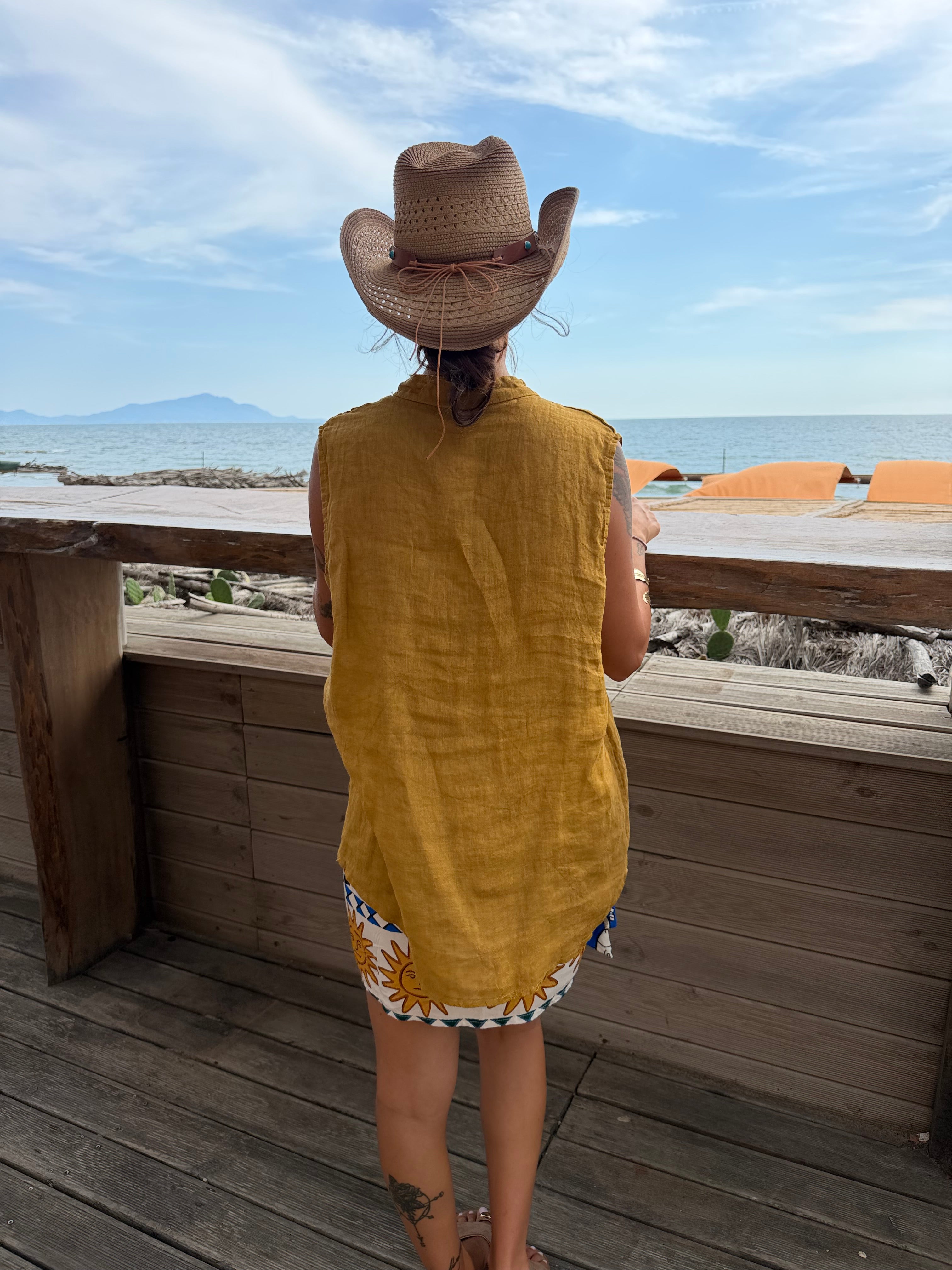 Blusa Puro Lino Senape
