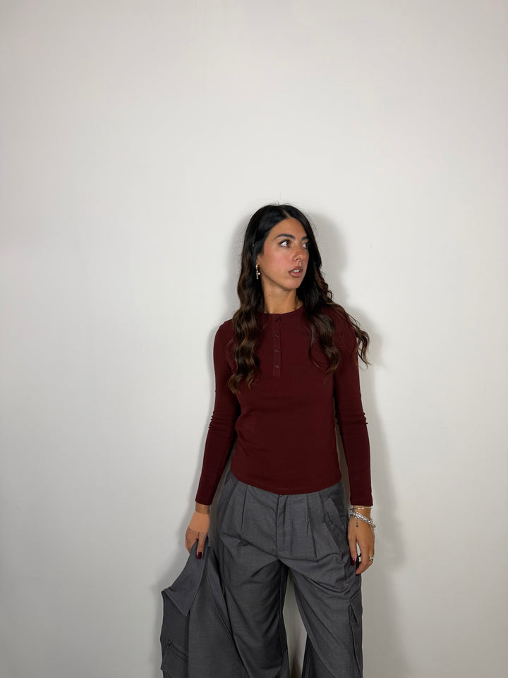 Maglia Bottoncini  LUMINA Bordeaux