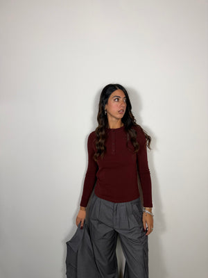 Maglia Bottoncini  LUMINA Bordeaux