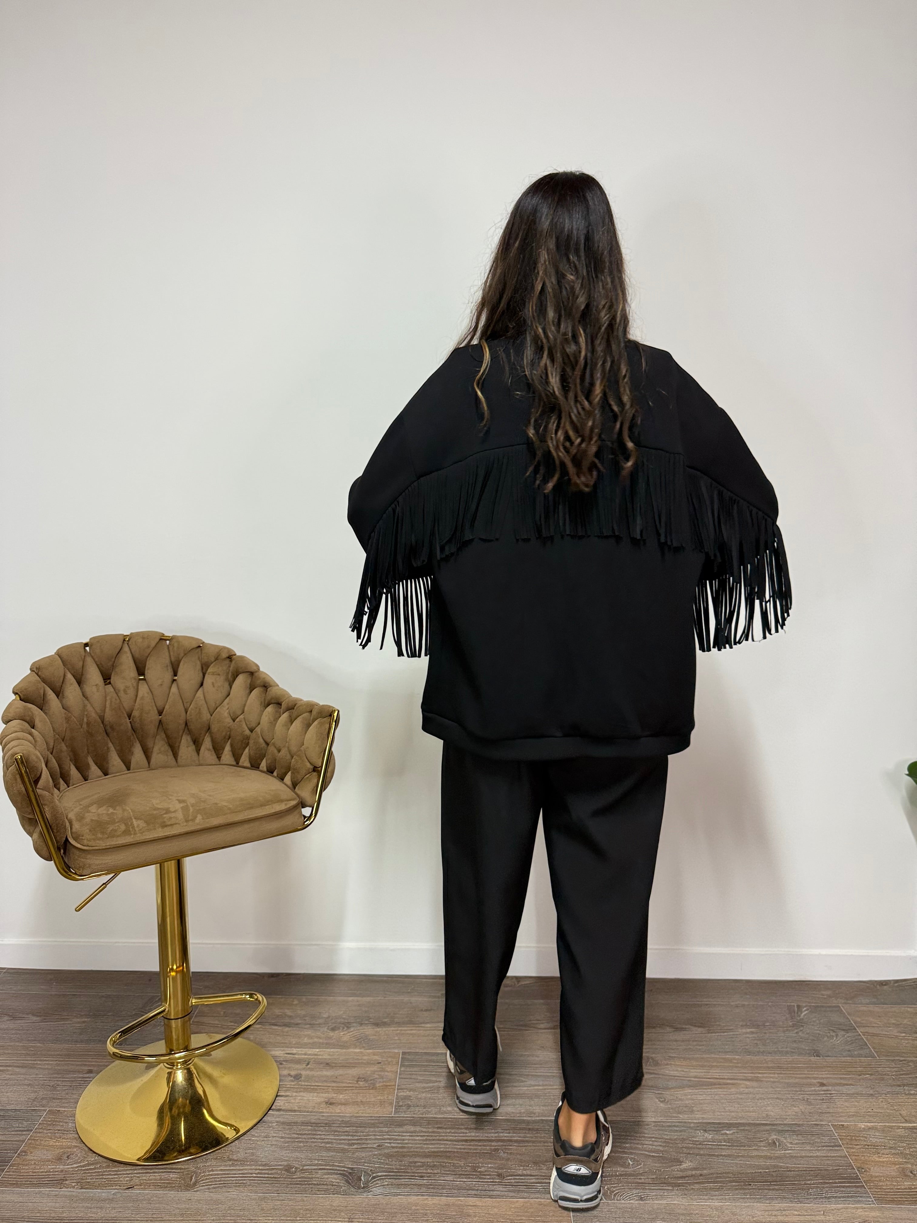Cardigan Pocket Frange LUMINA Nero