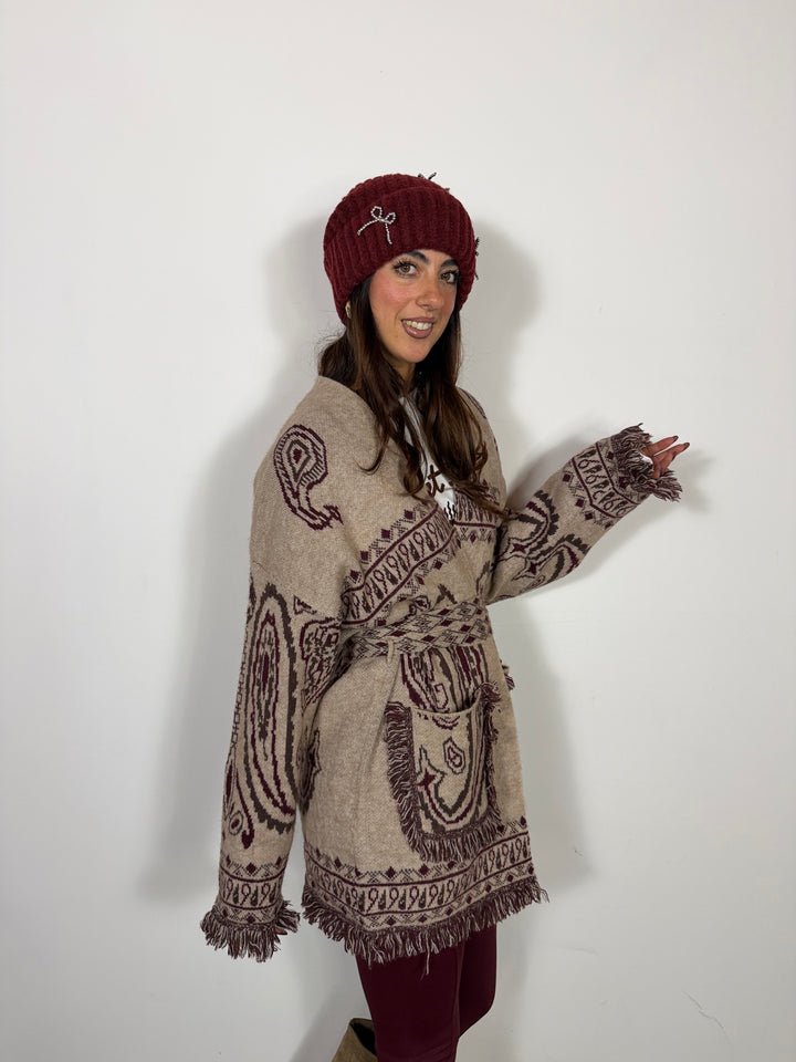 Maxi Cardigan Bandana Beige