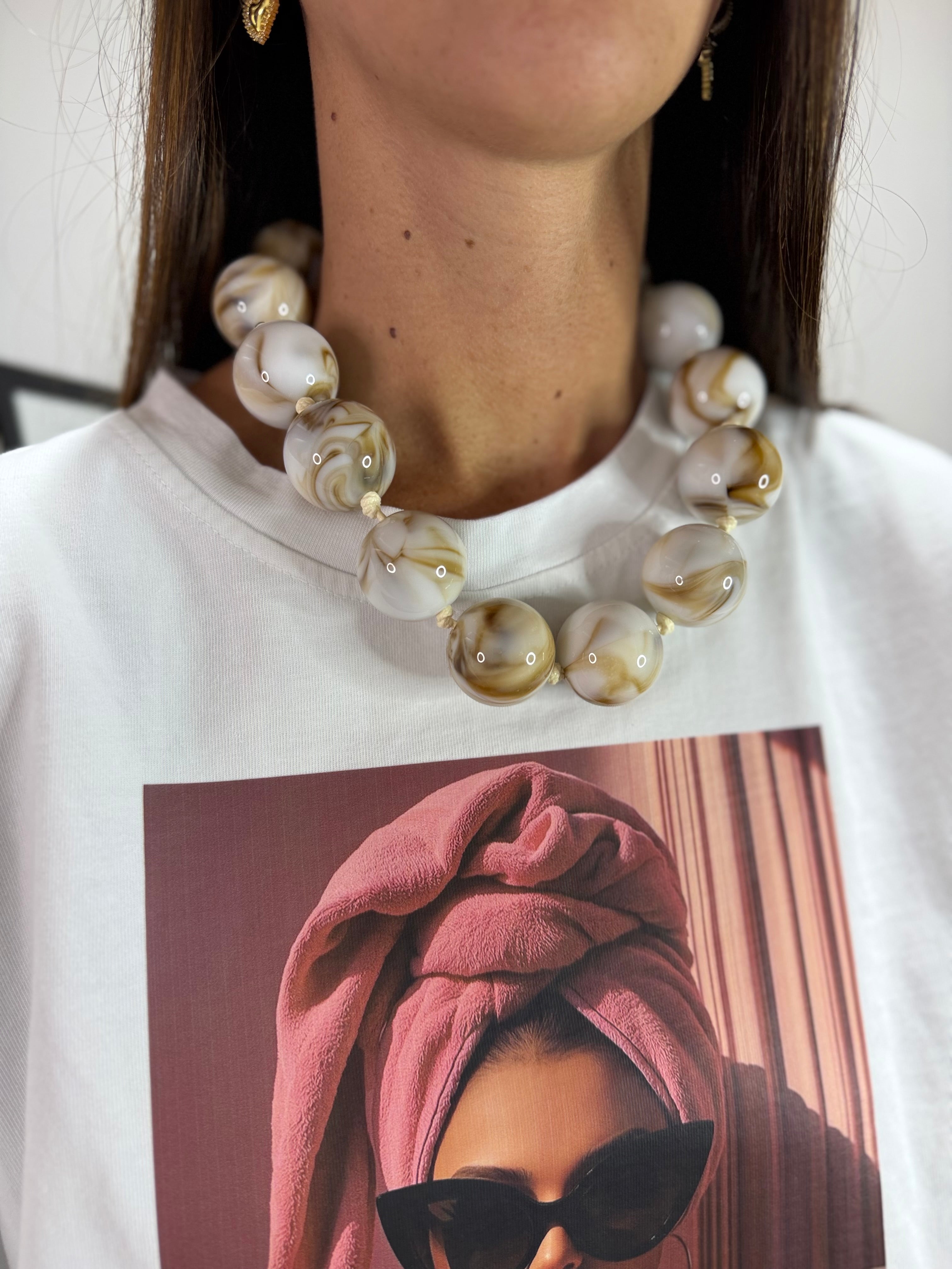 Collana Akoya Ambrata