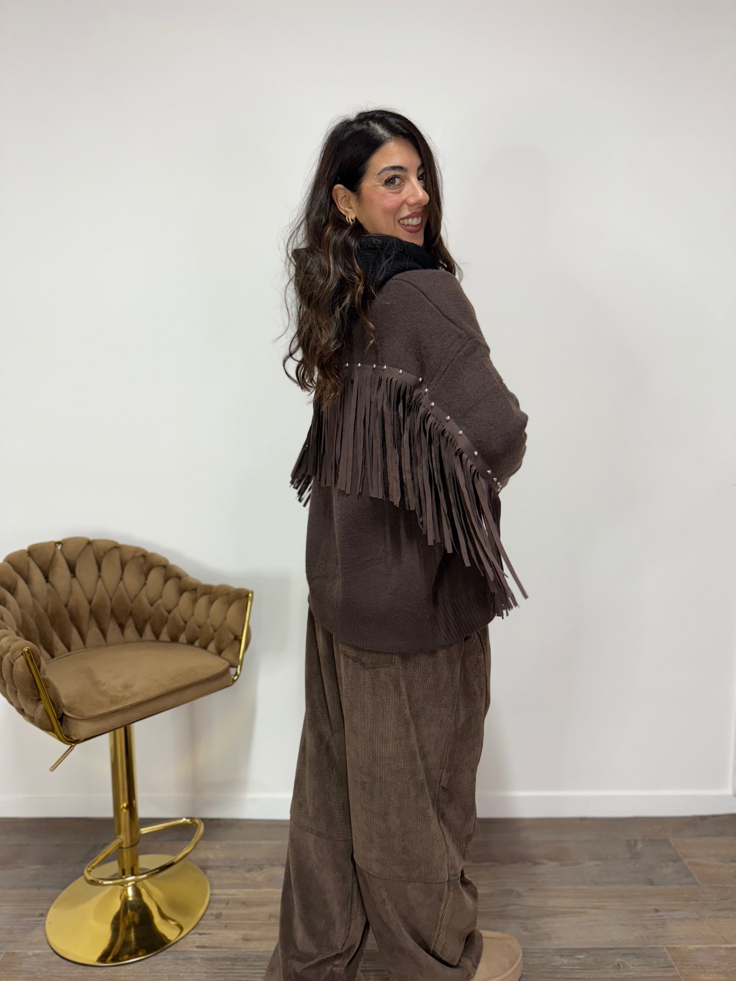 Cardigan Indu Dark Marrone