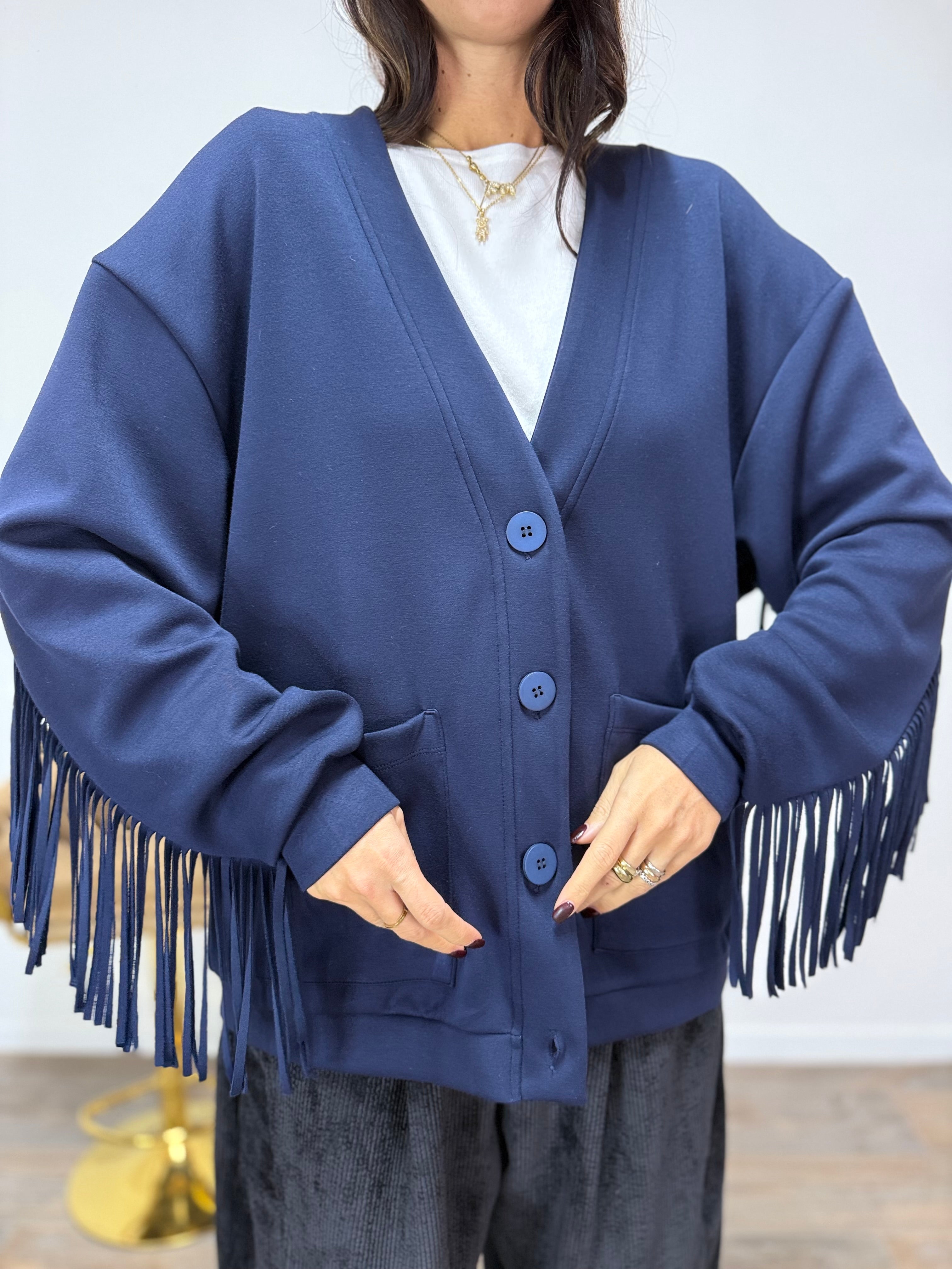 Cardigan Pocket Frange LUMINA Blue