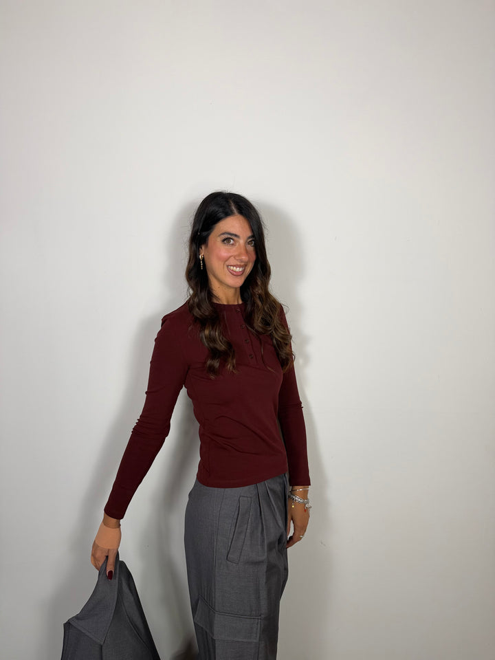 Maglia Bottoncini  LUMINA Bordeaux