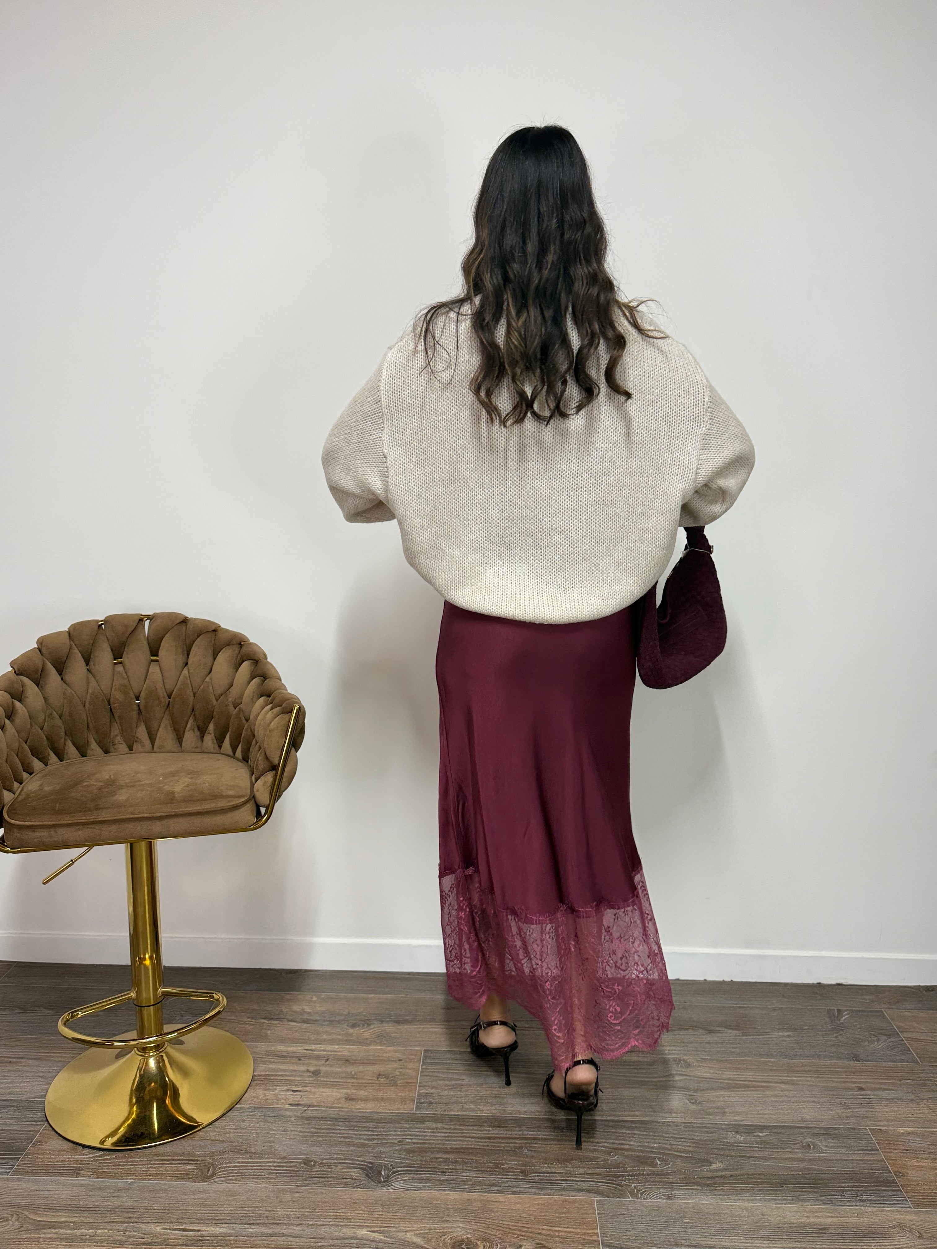 Longuette Pizzo di Riflesso Bordeaux