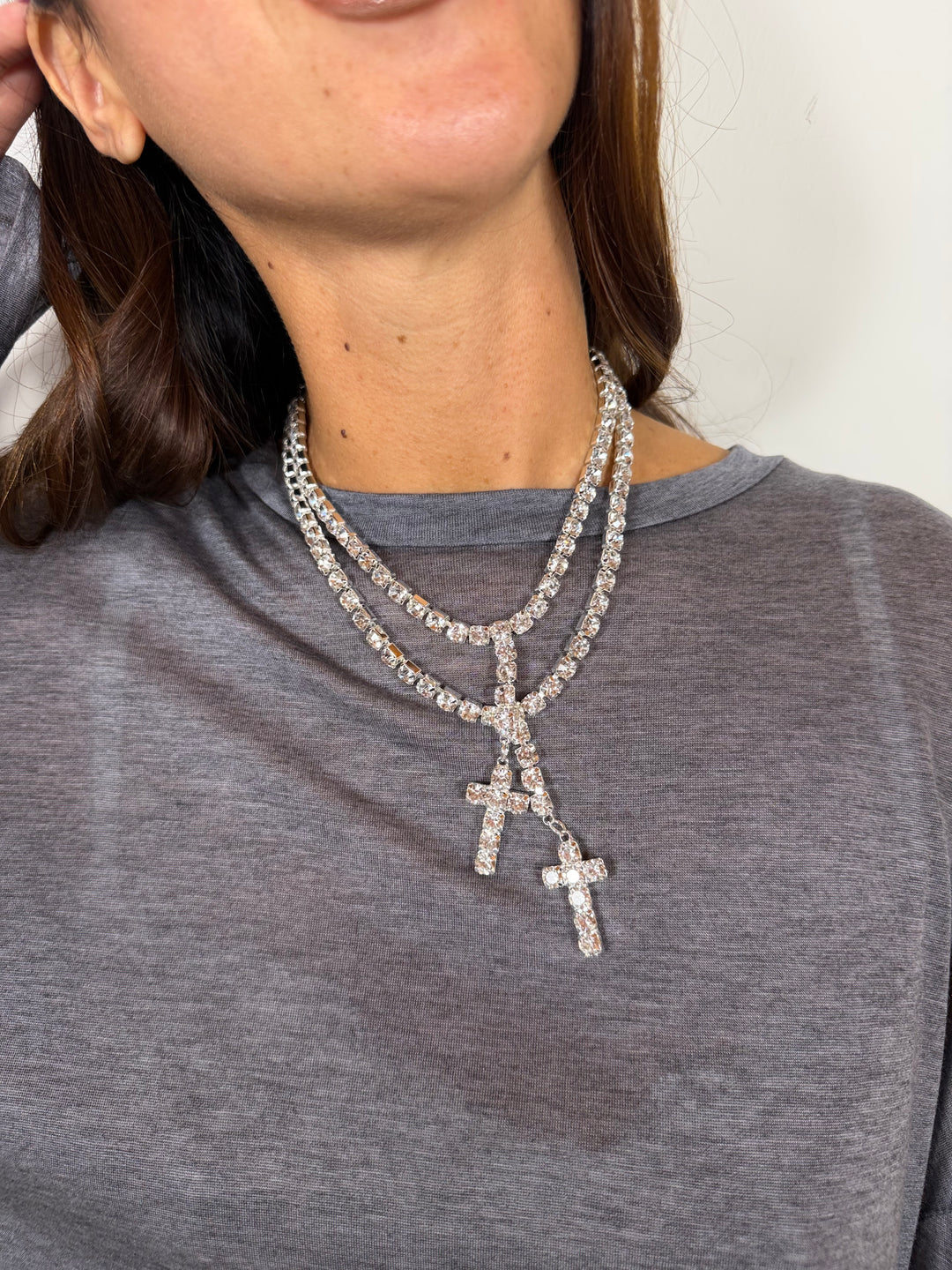 Collana Multicroce Silver