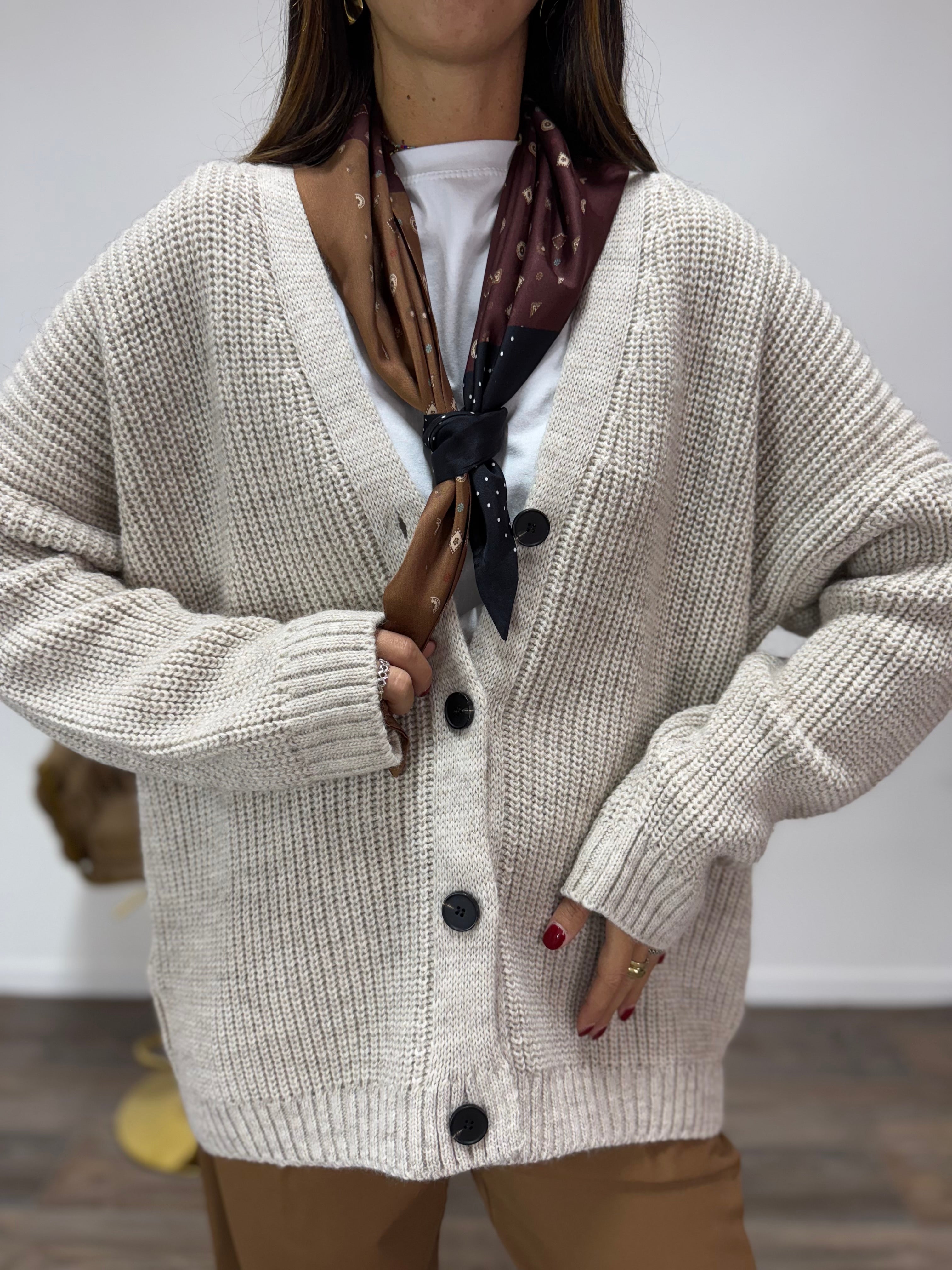 Cardigan Foulard LUMINA Fango