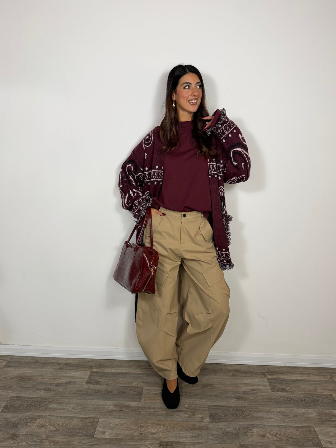 Maxi Cardigan Bandana Bordeaux