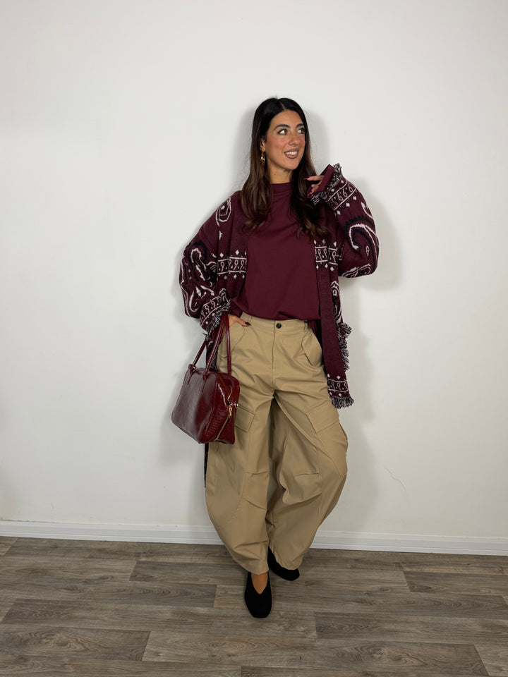Maxi Cardigan Bandana Bordeaux