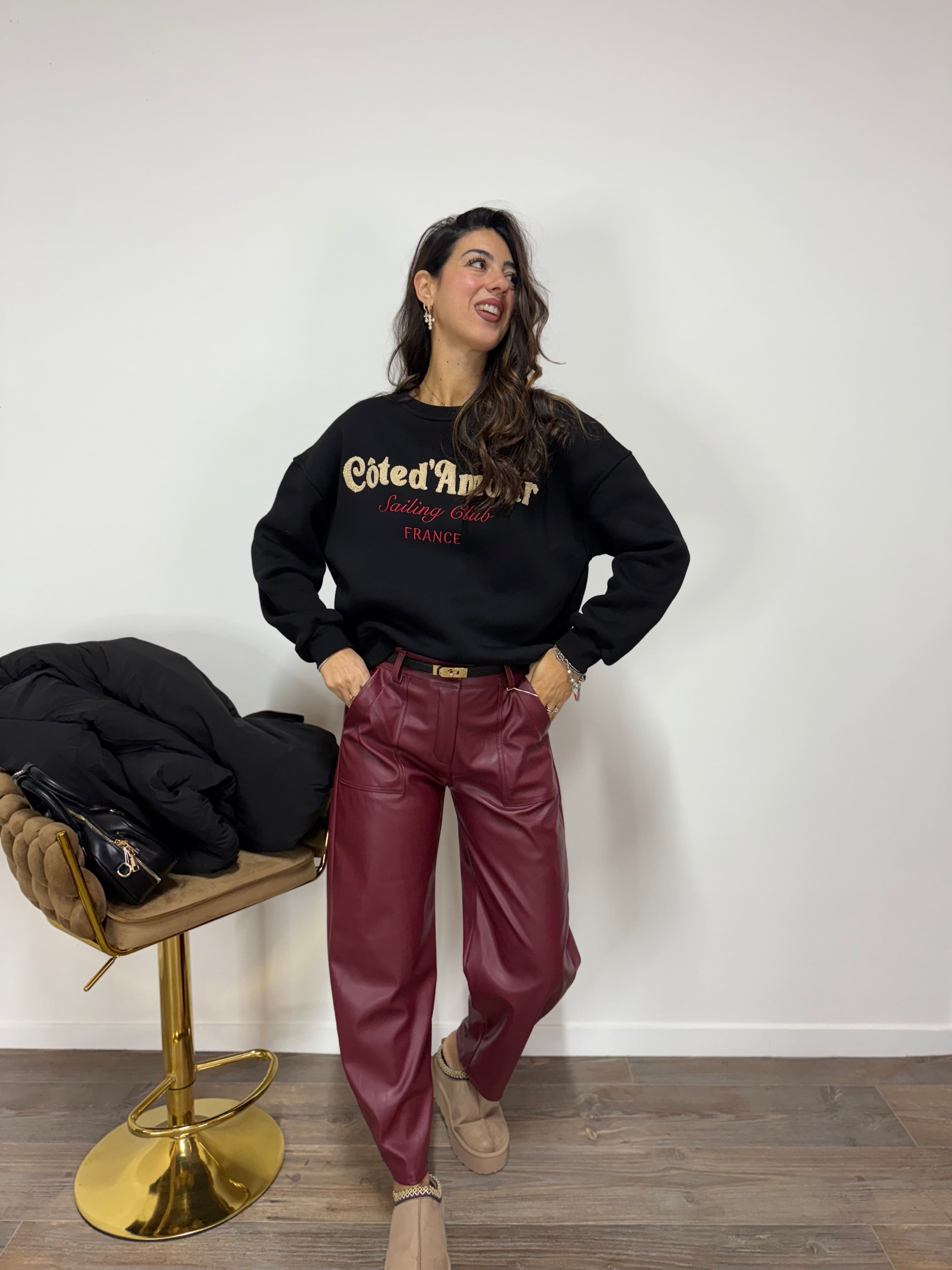 Pantalone Leather Bordeaux