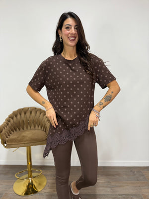T-Shirt Lingerie Pois LUMINA Marrone