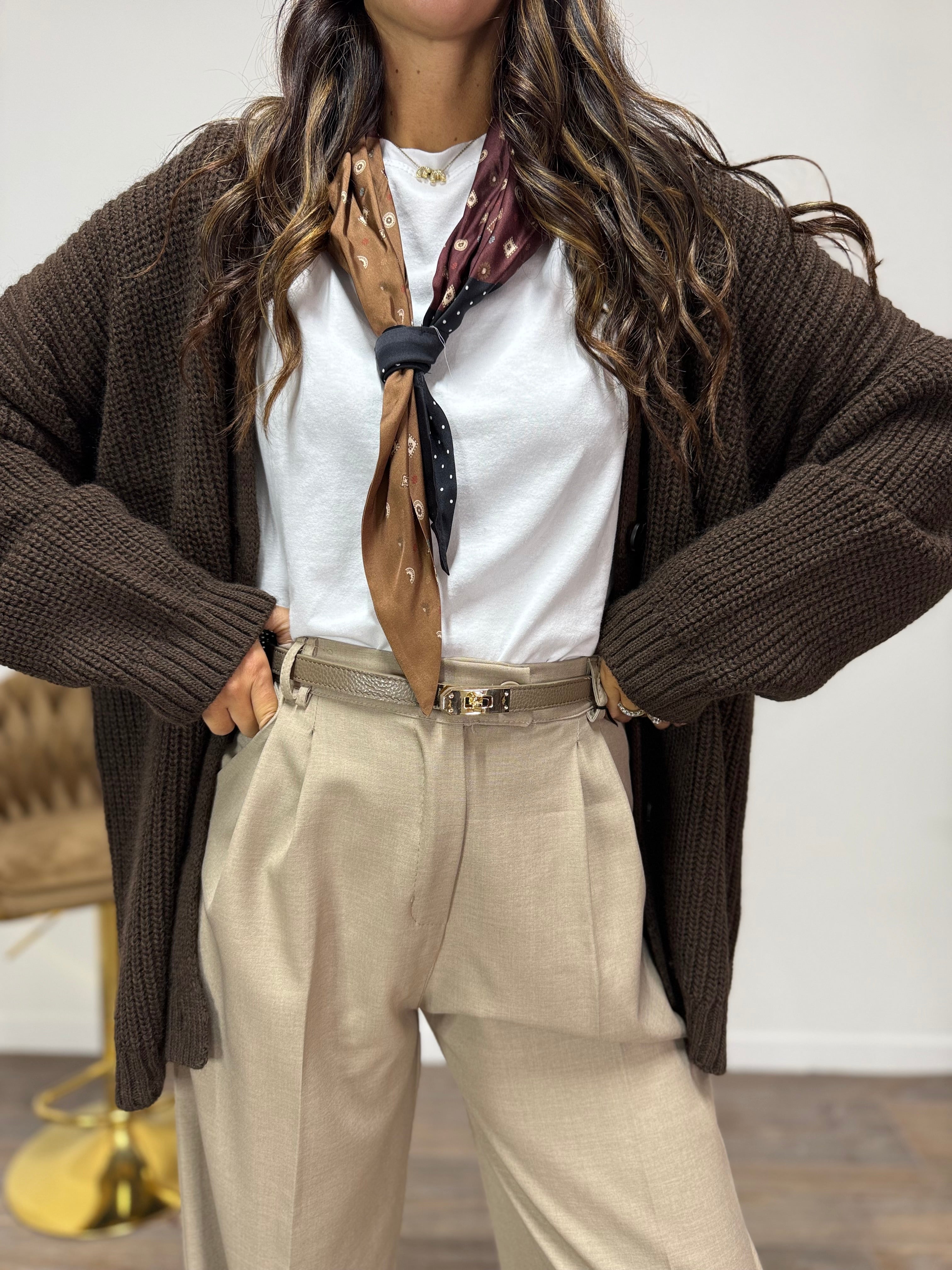 Cardigan Foulard LUMINA Marrone