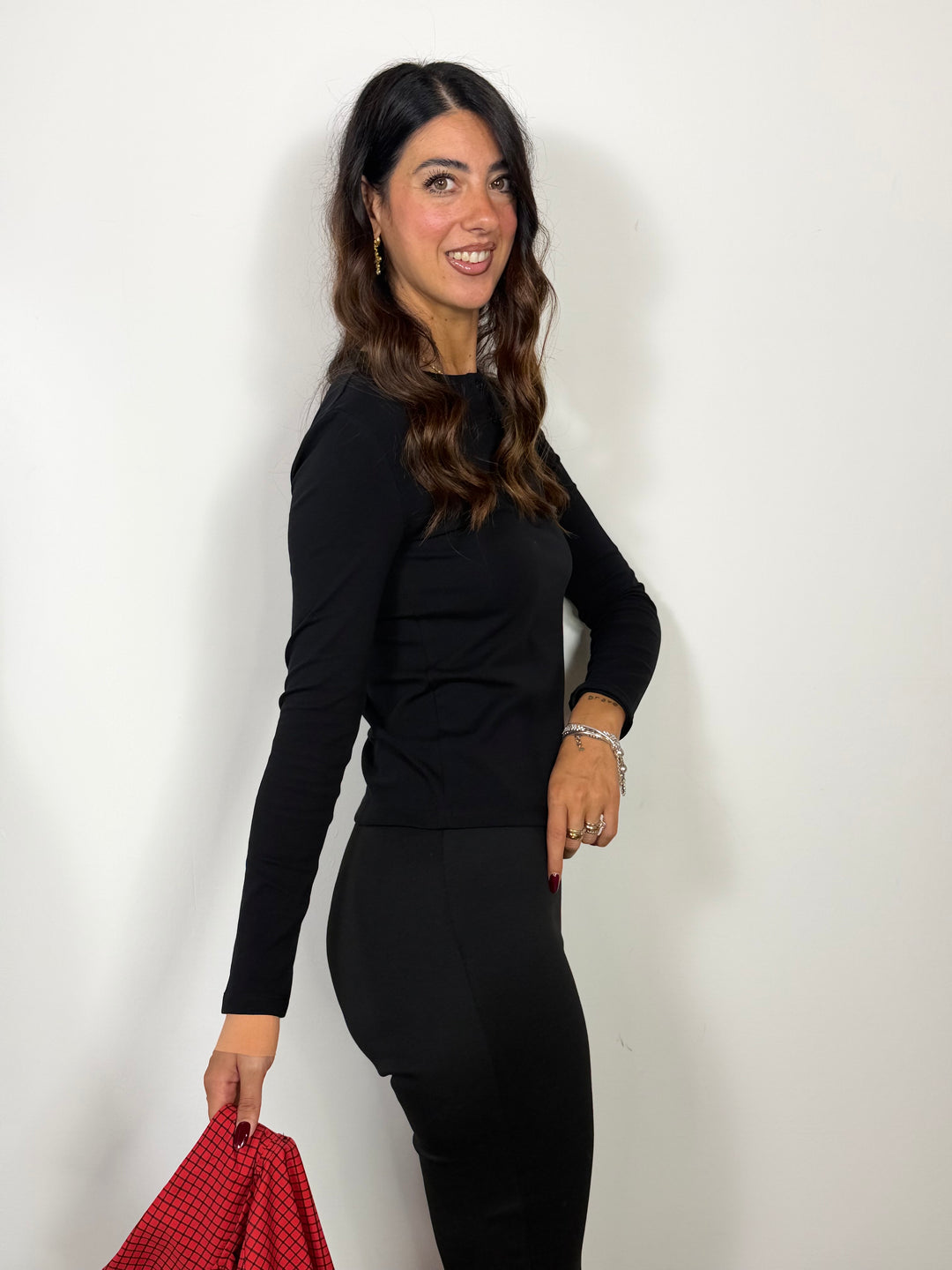 Maglia Bottoncini  LUMINA Nera