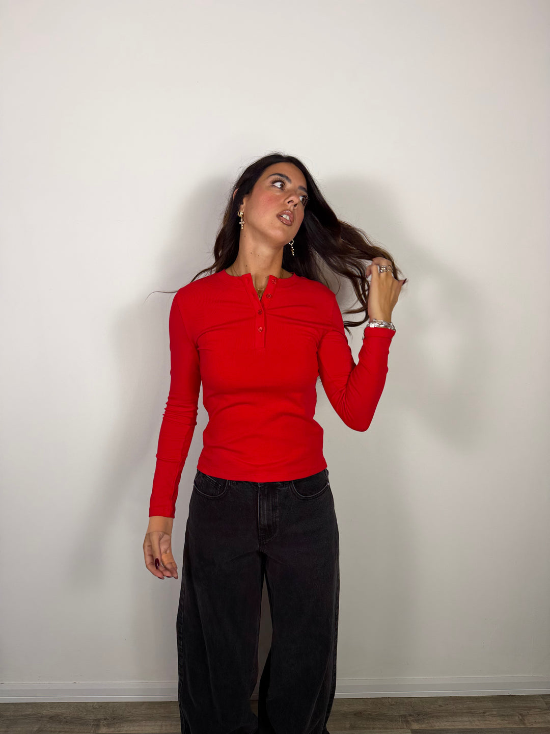 Maglia Bottoncini  LUMINA Rossa
