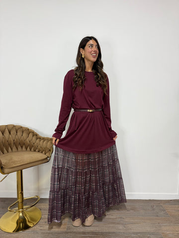 Abito Kilt LUMINA Bordeaux