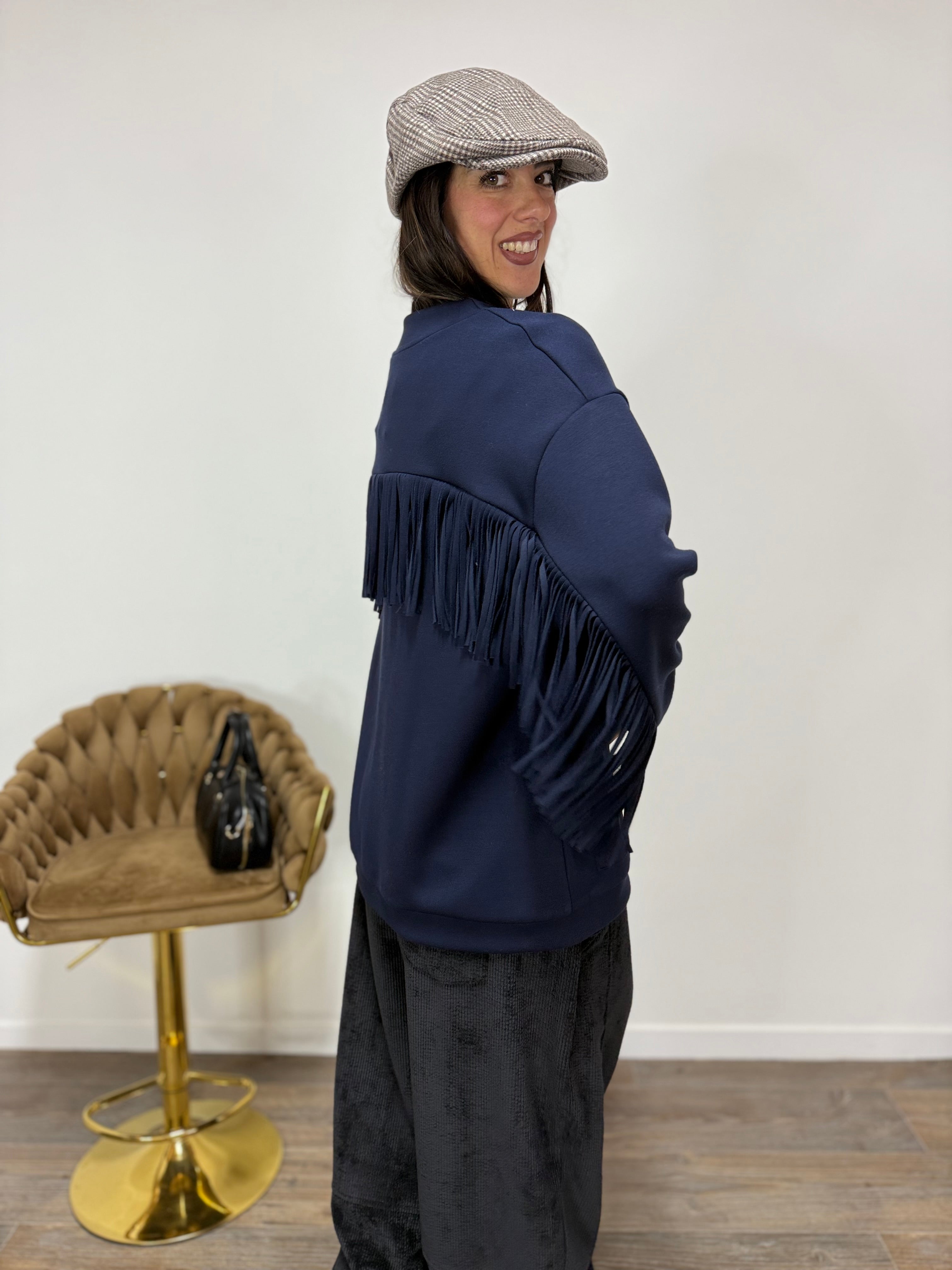 Cardigan Pocket Frange LUMINA Blue