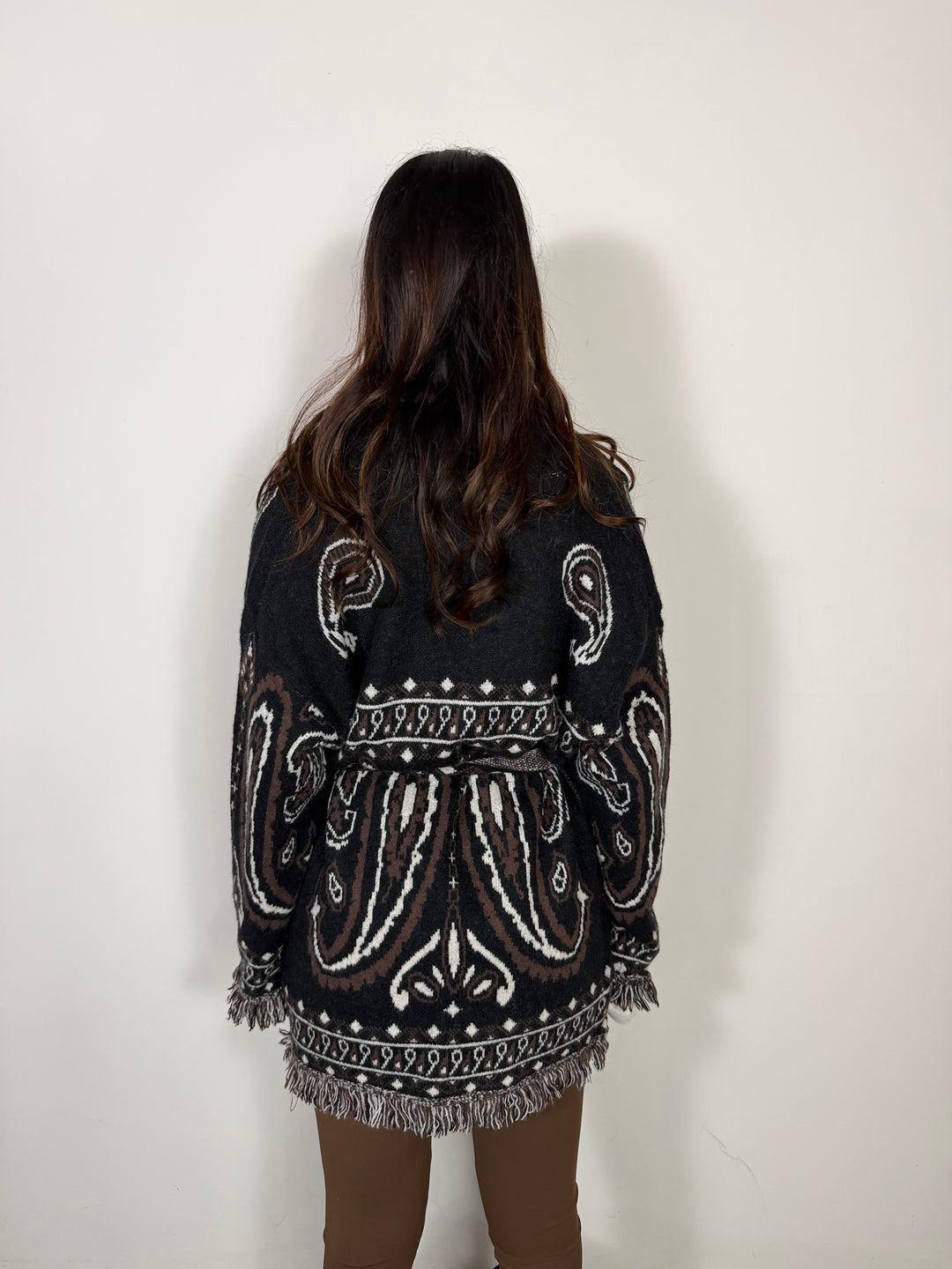 Maxi Cardigan Bandana Nero