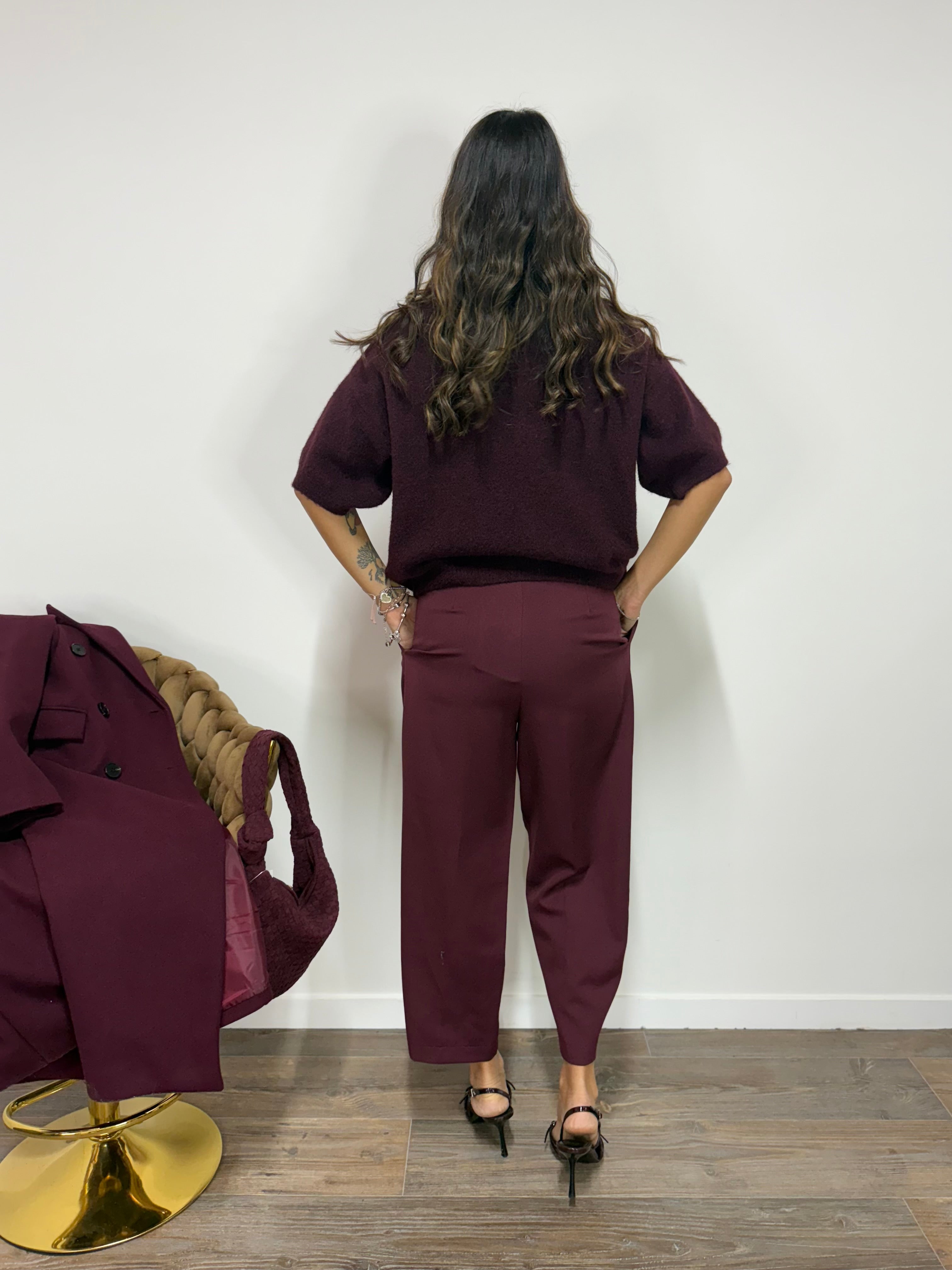 Pull Belle Noeud Bordeaux