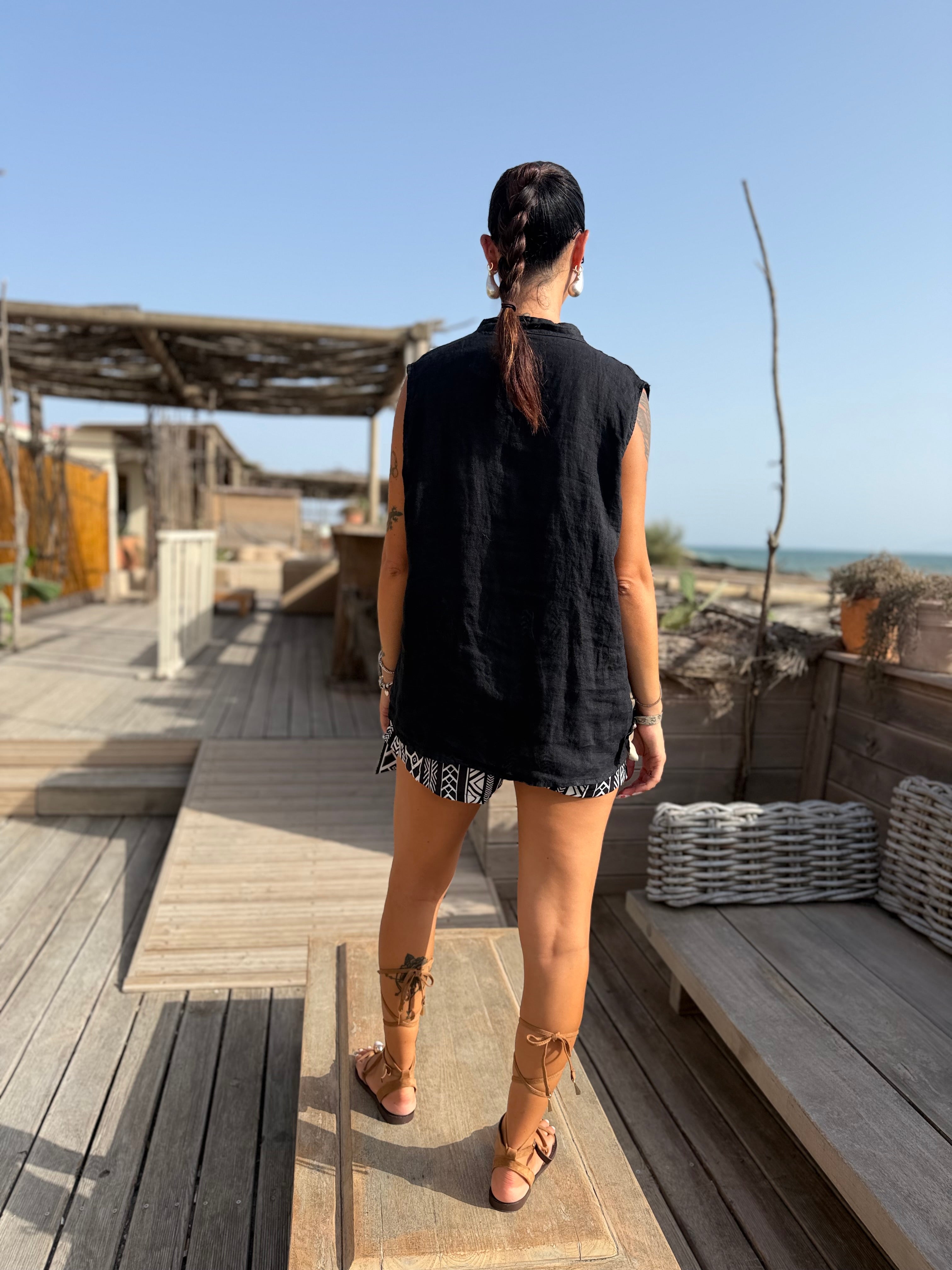Blusa Puro Lino Nera