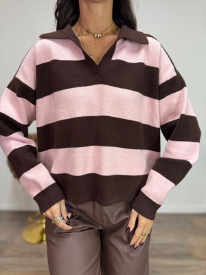 Pull Woman Marrone/Rosa