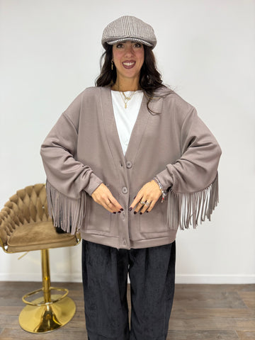 Cardigan Pocket Frange LUMINA Fango