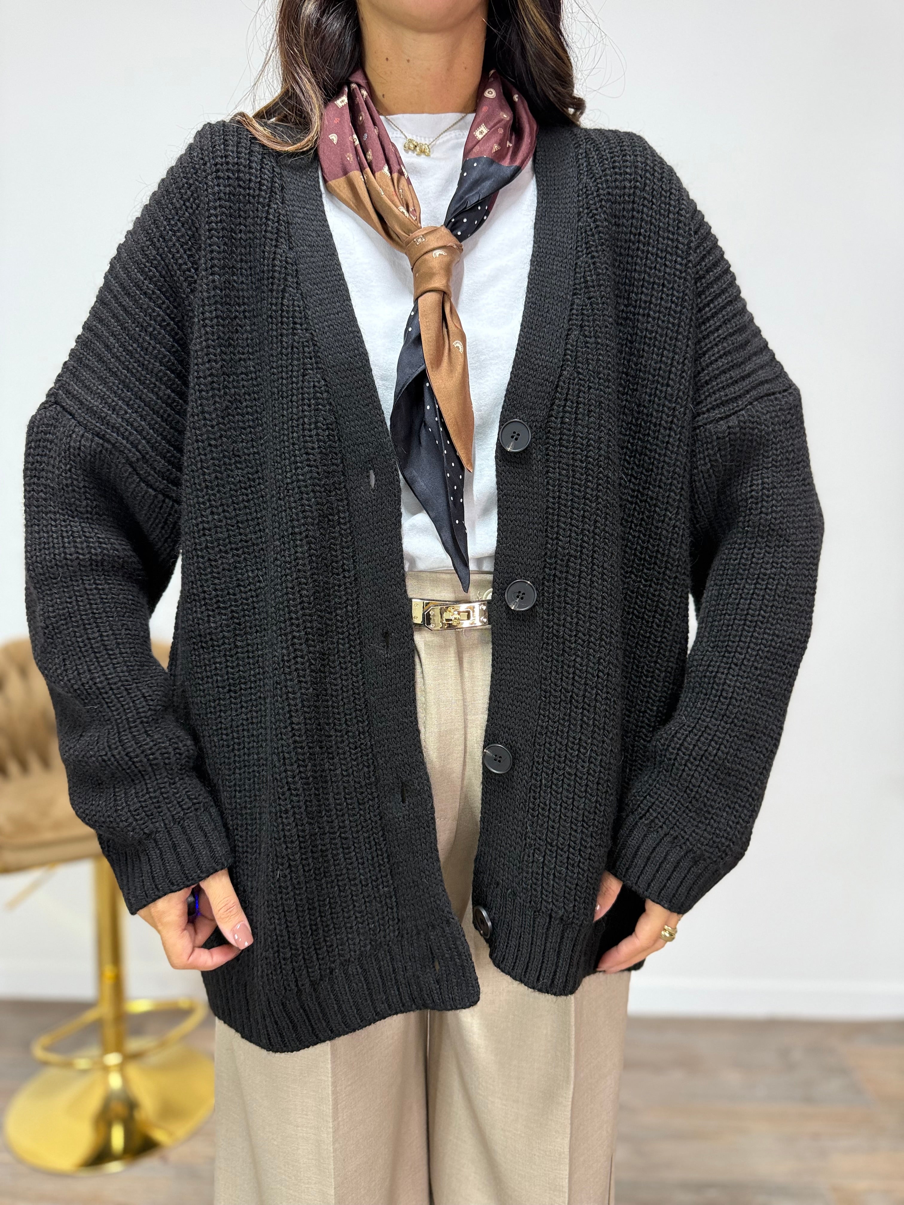 Cardigan Foulard LUMINA Nero