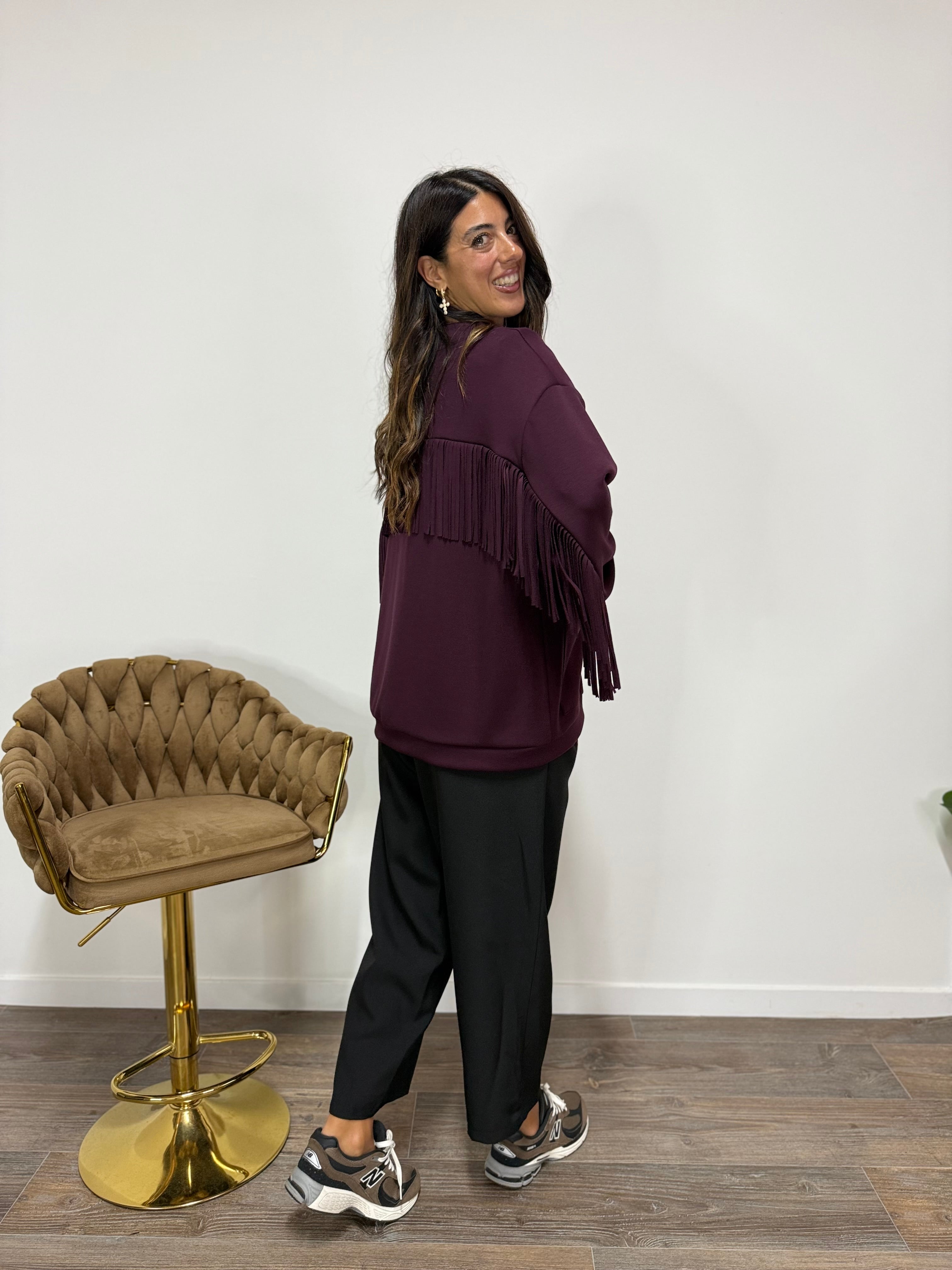 Cardigan Pocket Frange LUMINA Prugna